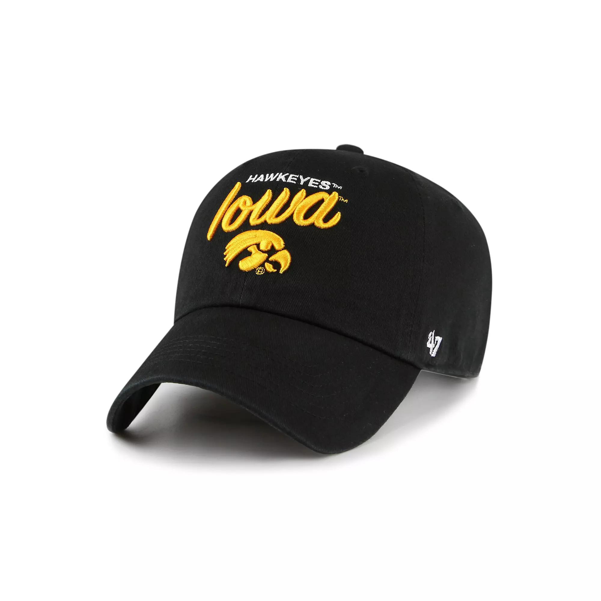 Women's '47 Black Iowa Hawkeyes Phoebe Clean Up Adjustable Hat Product Image