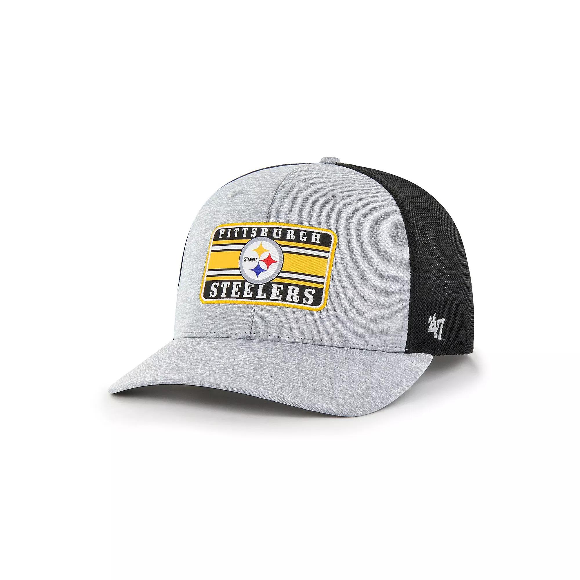 Men's '47 Heathered Gray/Black Pittsburgh Steelers Motivator Flex Hat,  Product Image