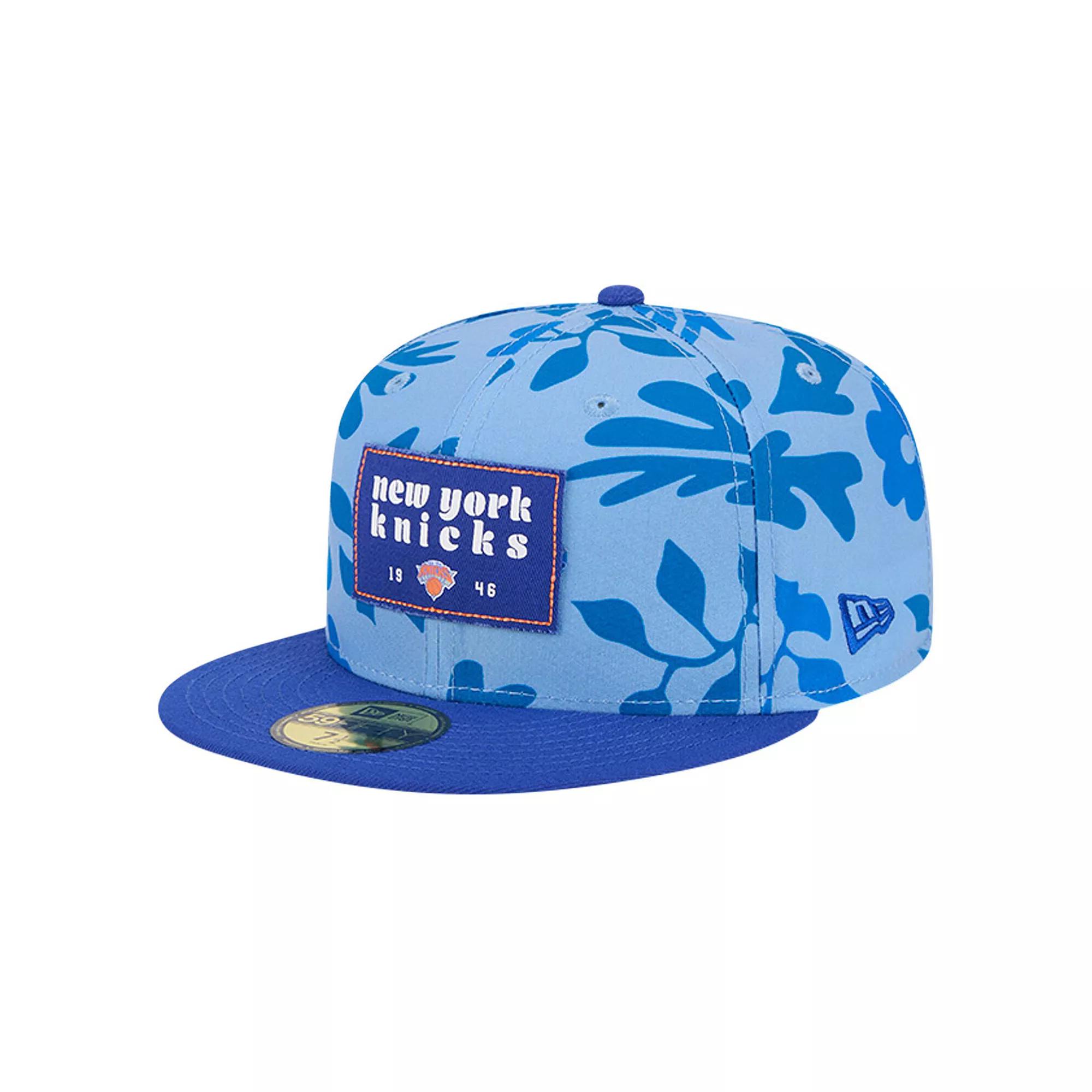 Men's New Era Blue New York Knicks Palm Fronds 2-Tone 59FIFTY Fitted Hat,  Product Image