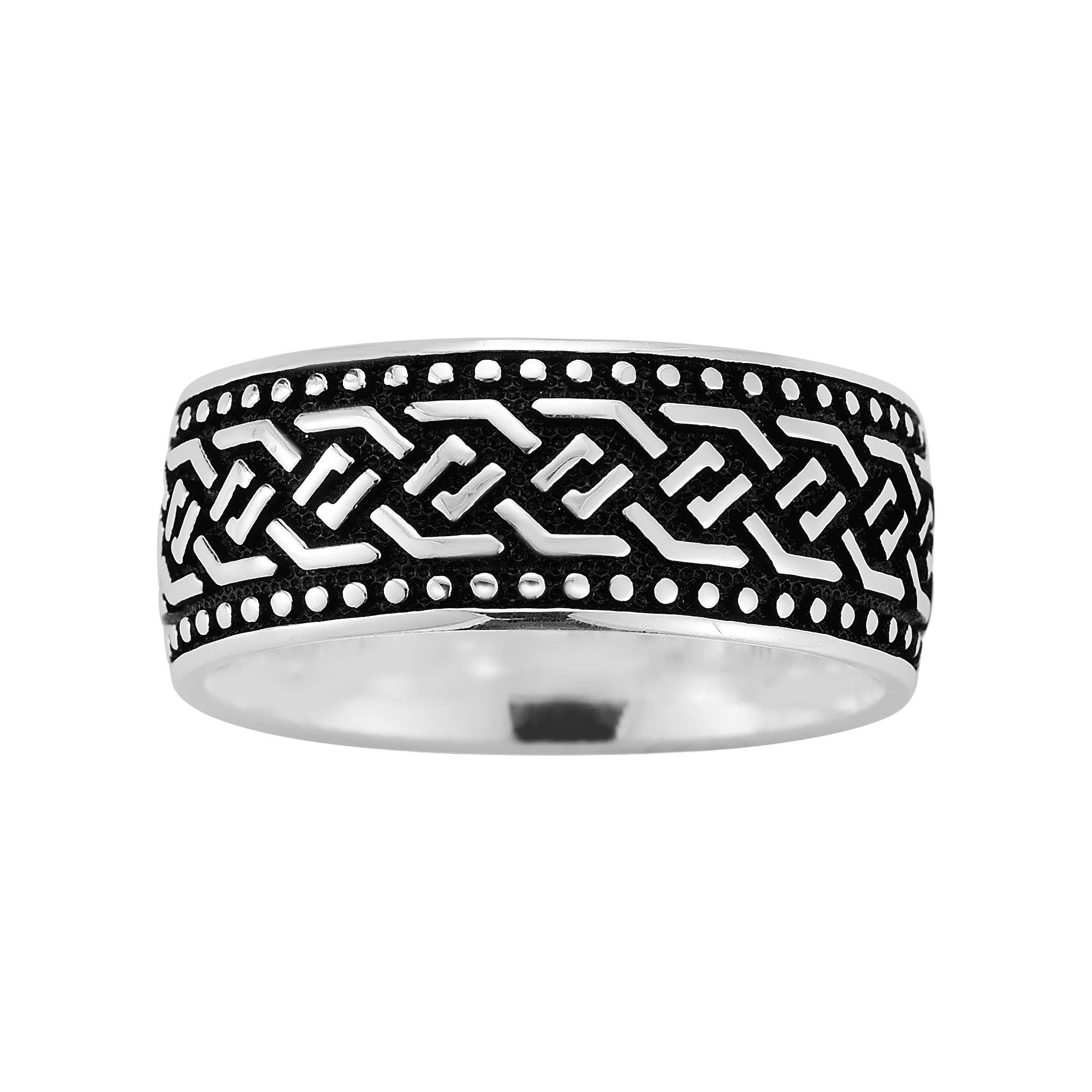 Menster Men's Sterling Silver Oxidized Band Ring, Size: 8, Black Product Image