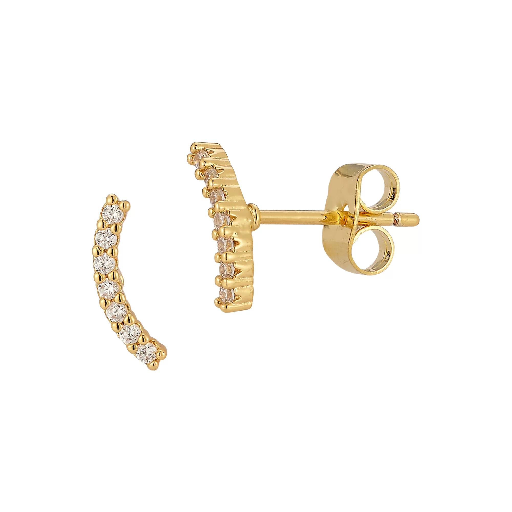 Cubic Zirconia Crescent Stud Earrings, Women's, Gold Tone Product Image