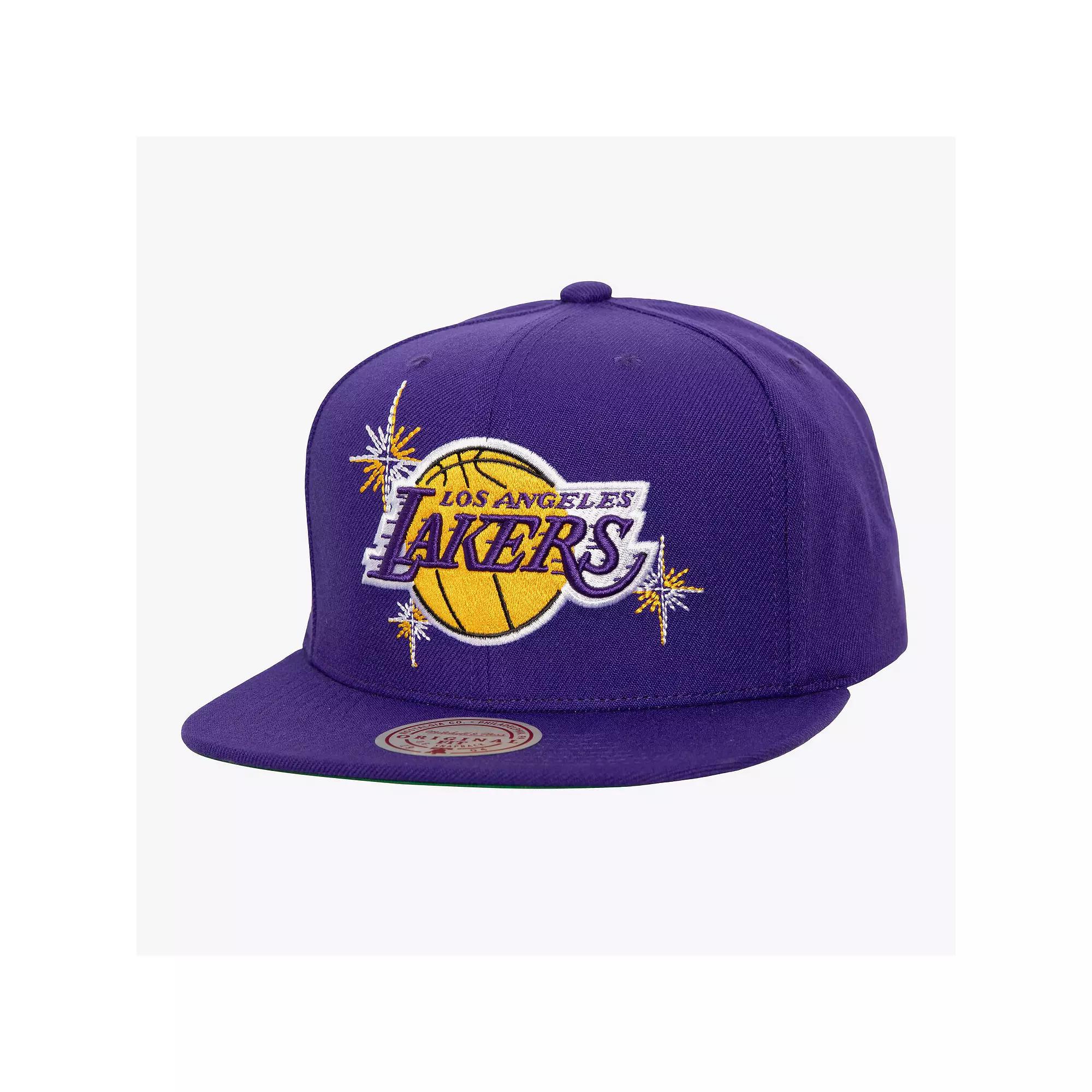Men's Mitchell & Ness Purple Los Angeles Lakers Starlight Snapback Hat Product Image