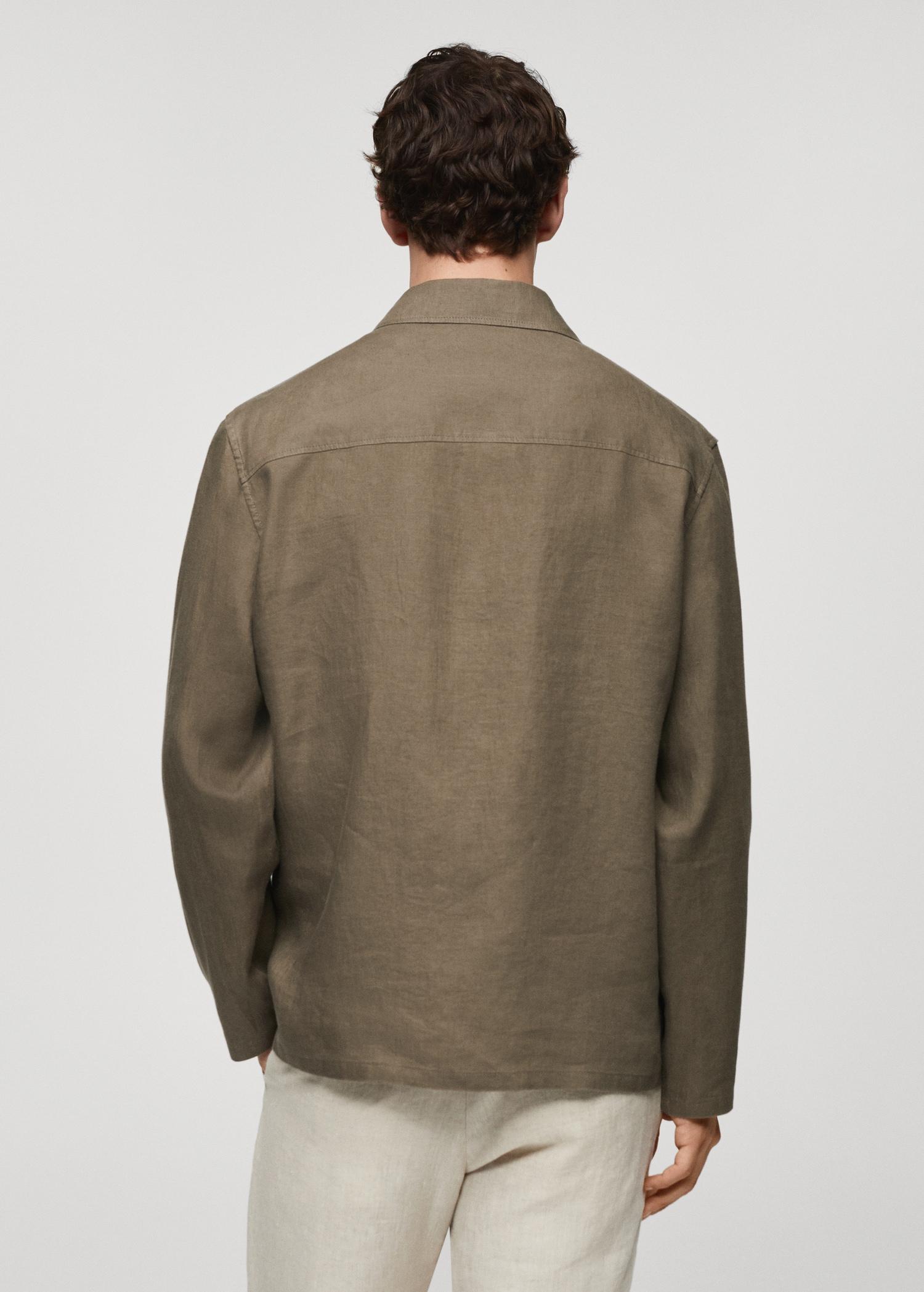 Regular-fit 100% linen overshirt - Men | MANGO USA Product Image