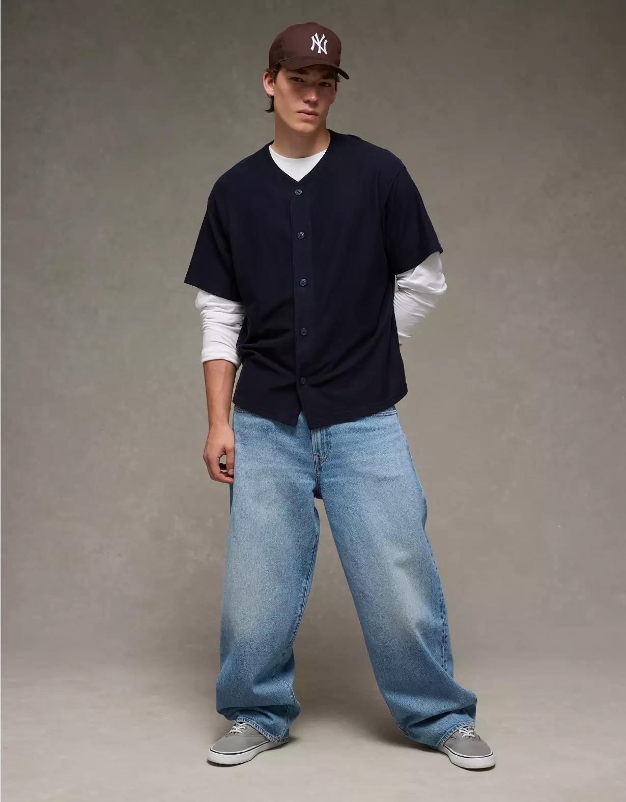 AE Button-Up Baseball T-Shirt Product Image