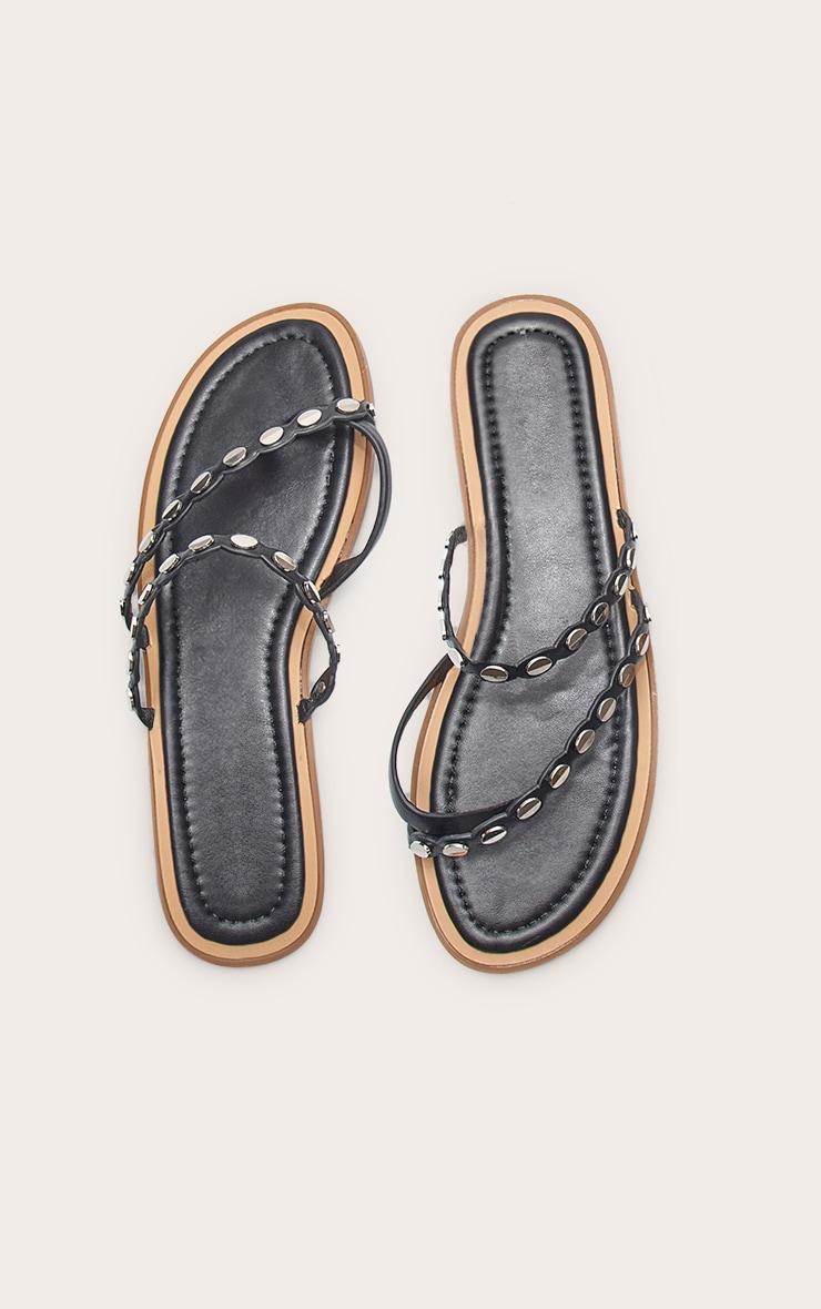 Black Toe Thong Gold Hardware Sandals Product Image