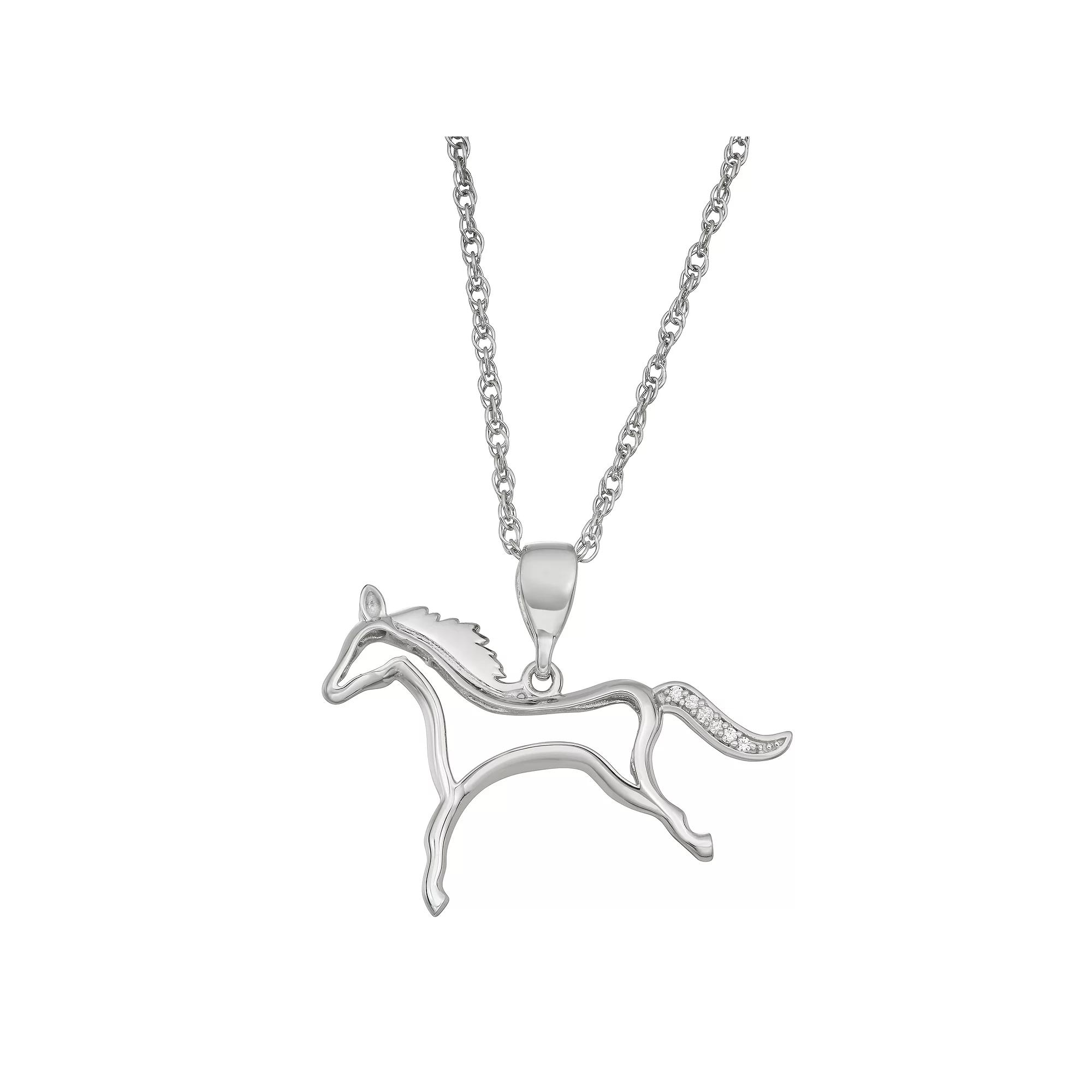 Jewelexcess Sterling Silver Diamond Accent Horse Pendant Necklace, Women's, Size: 18", Silver Tone Product Image