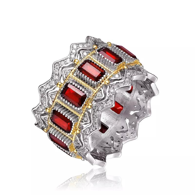 Two Tone Red Cubic Zirconia Cocktail Ring, Womens Product Image
