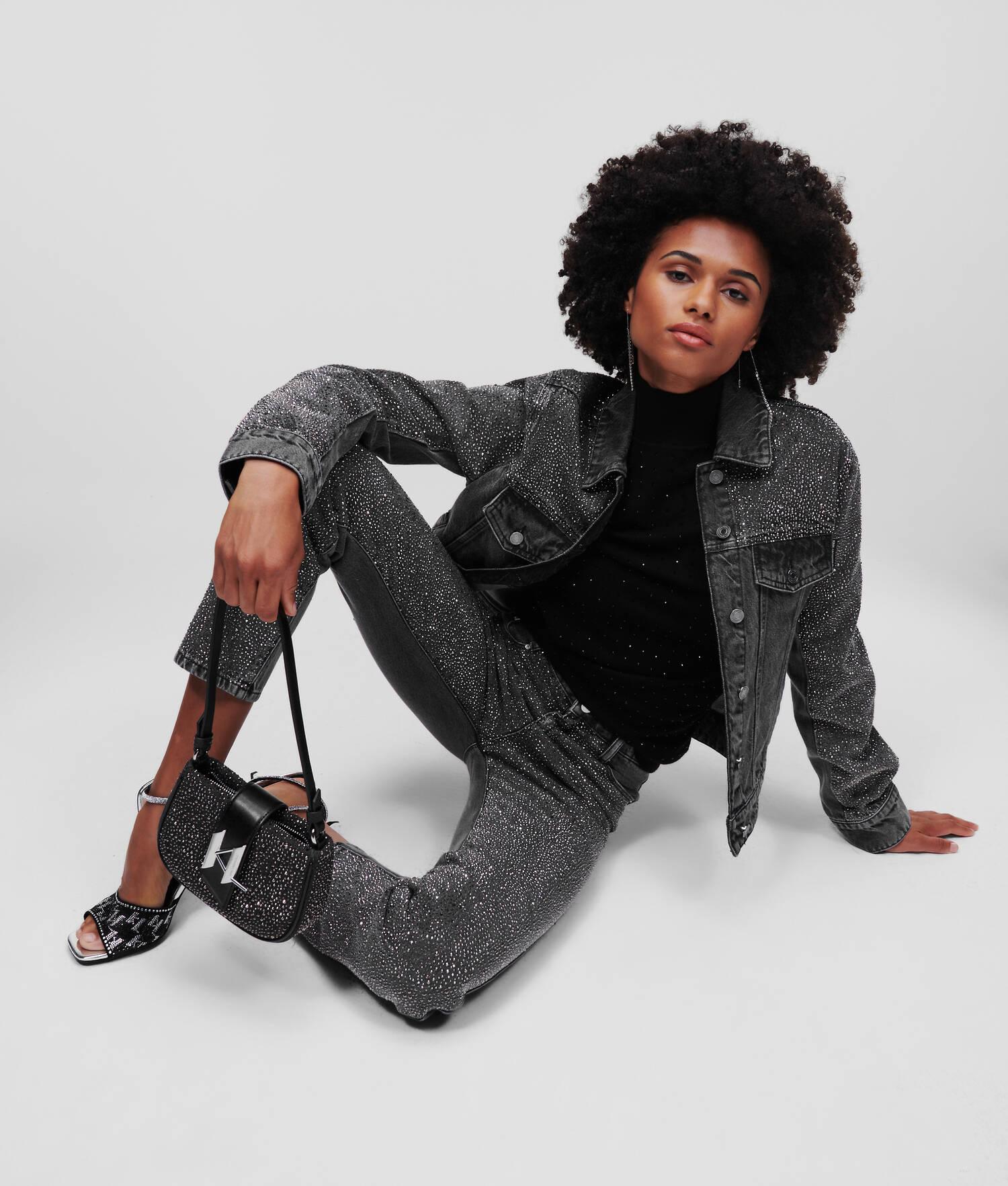 RHINESTONE-EMBELLISHED DENIM JACKET Product Image