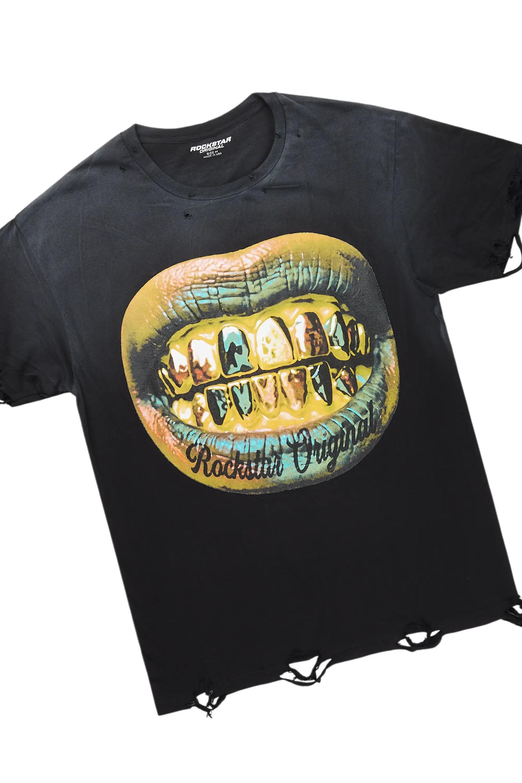 Gonen Black T-Shirt/Denim Short Set Male Product Image