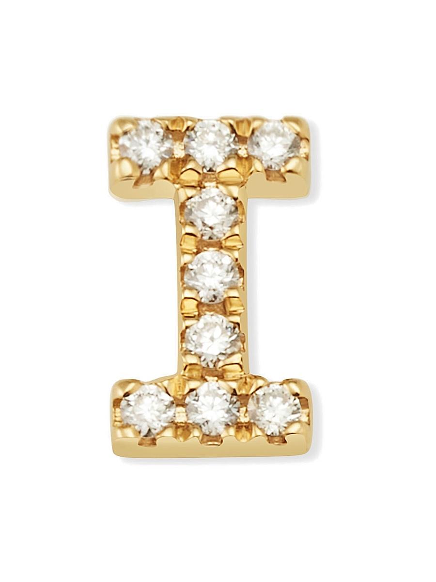 Womens 14K Yellow Gold Luxe Letter Diamond Initial Single Stud Earring Product Image