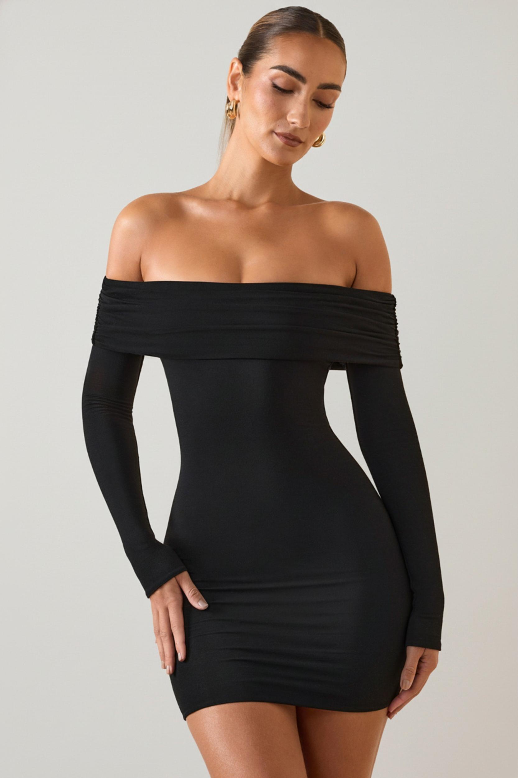 Modal Off-Shoulder Mini Dress in Black Product Image