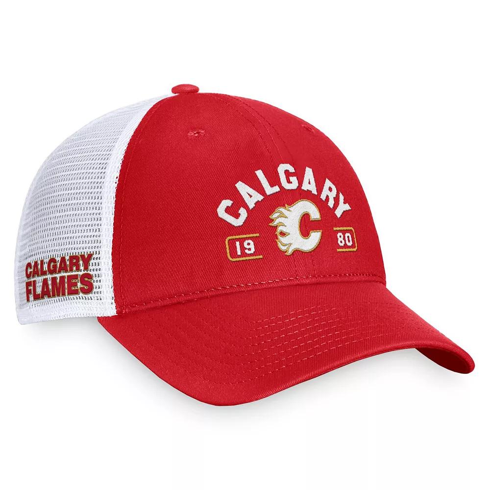 Men's Fanatics Red/White Calgary Flames Free Kick Trucker Adjustable Hat, Flm Red Product Image