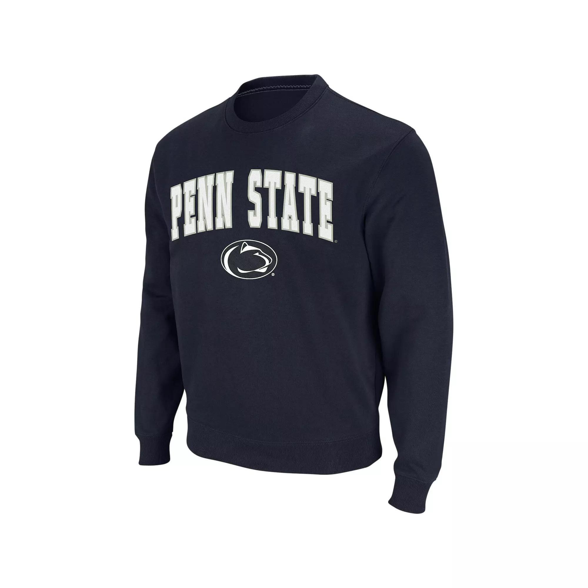 Men's Colosseum Navy Penn State Nittany Lions Arch & Logo Crew Neck Sweatshirt,  Product Image