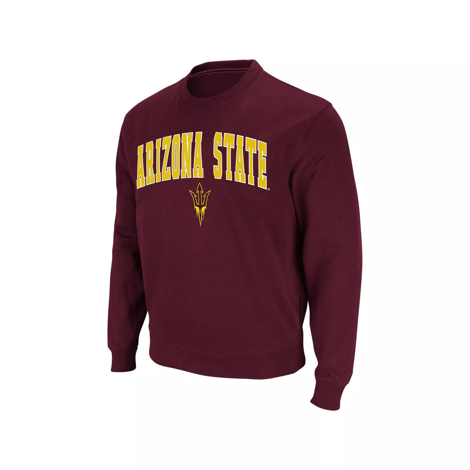 Men's Colosseum Black Virginia Tech Hokies Arch & Logo Crew Neck Sweatshirt,  Product Image