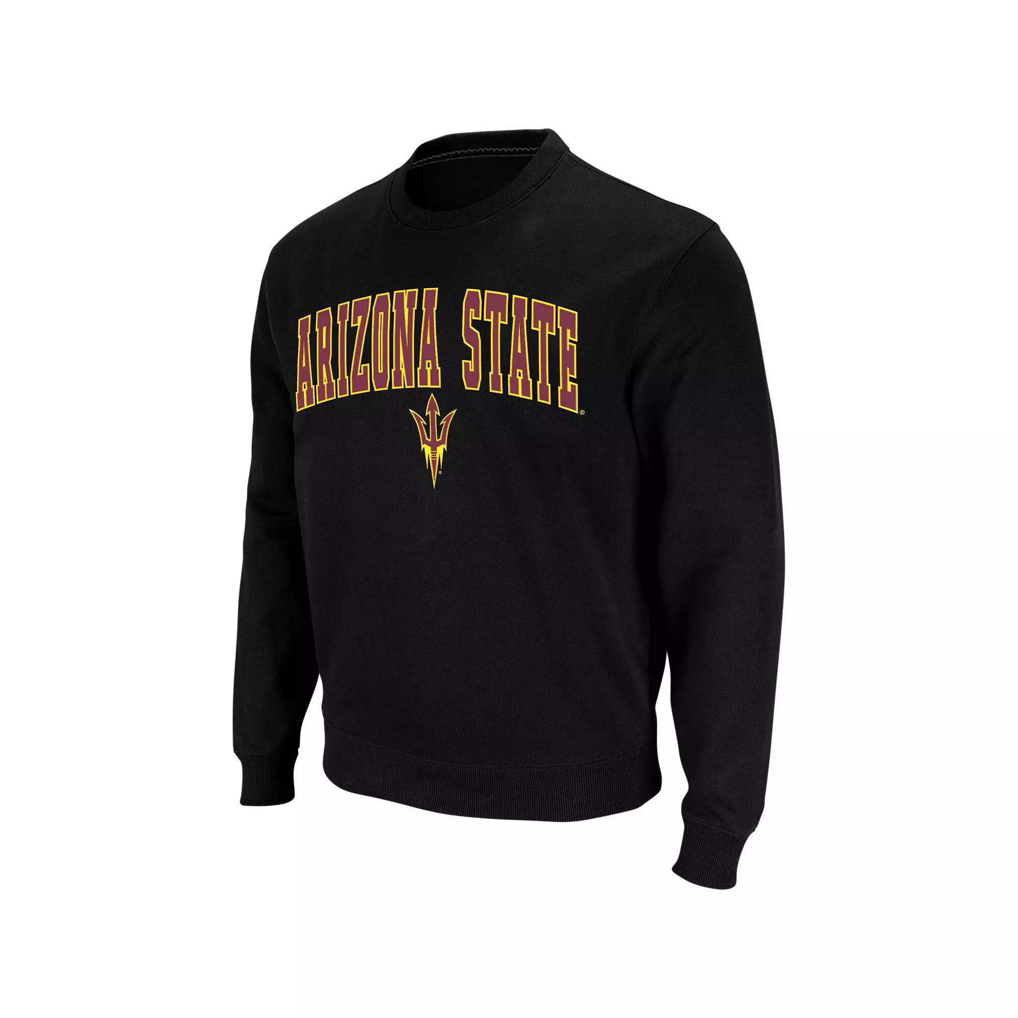 Men's Colosseum Black Washington Huskies Arch & Logo Crew Neck Sweatshirt, Size: Medium Product Image