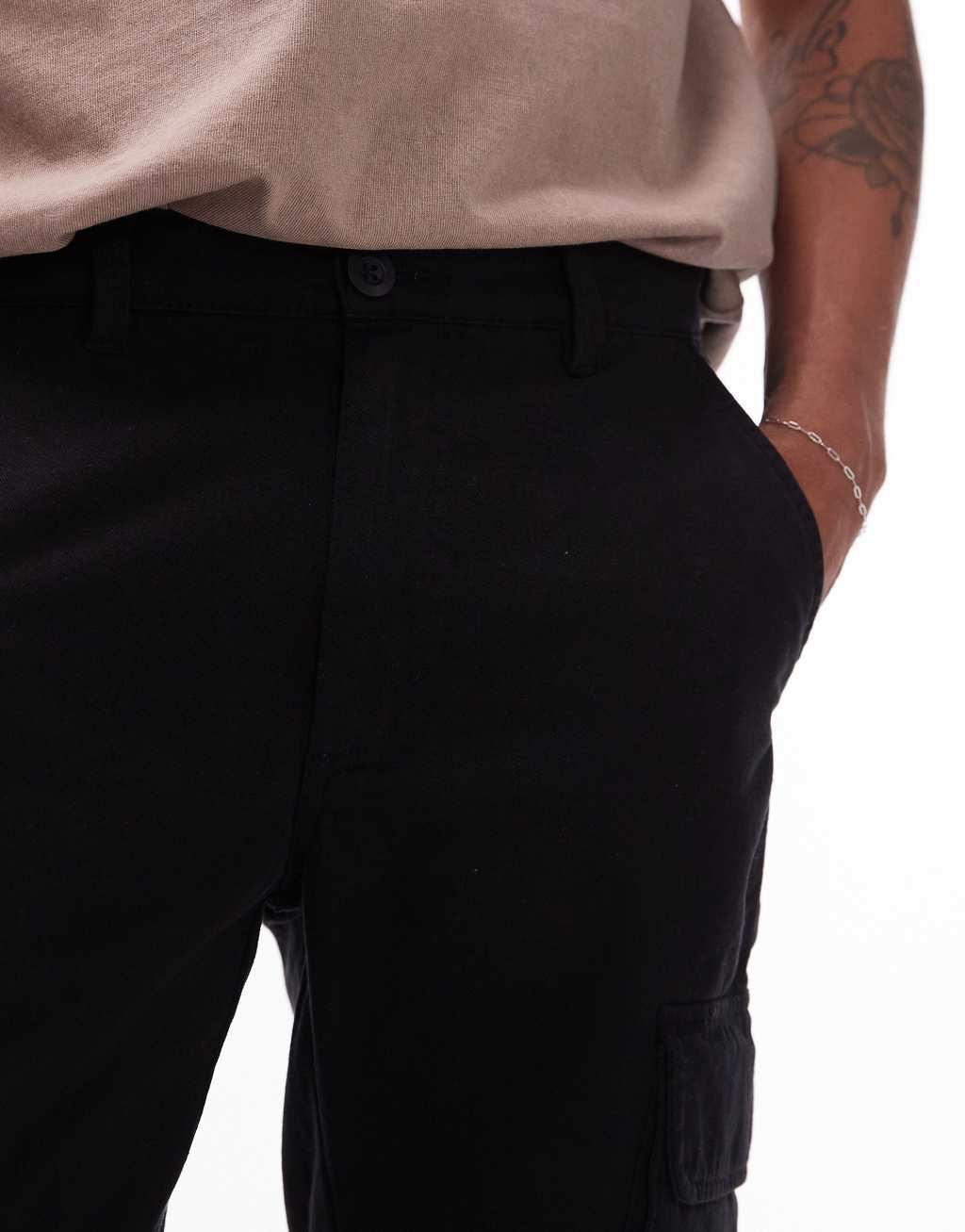 Topman skinny cargo pants in black Product Image