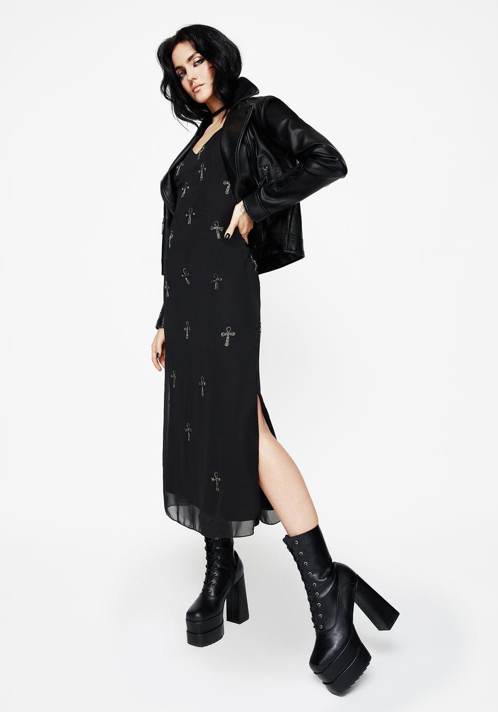 Ankh Beaded Chiffon Midaxi Cami Dress Product Image