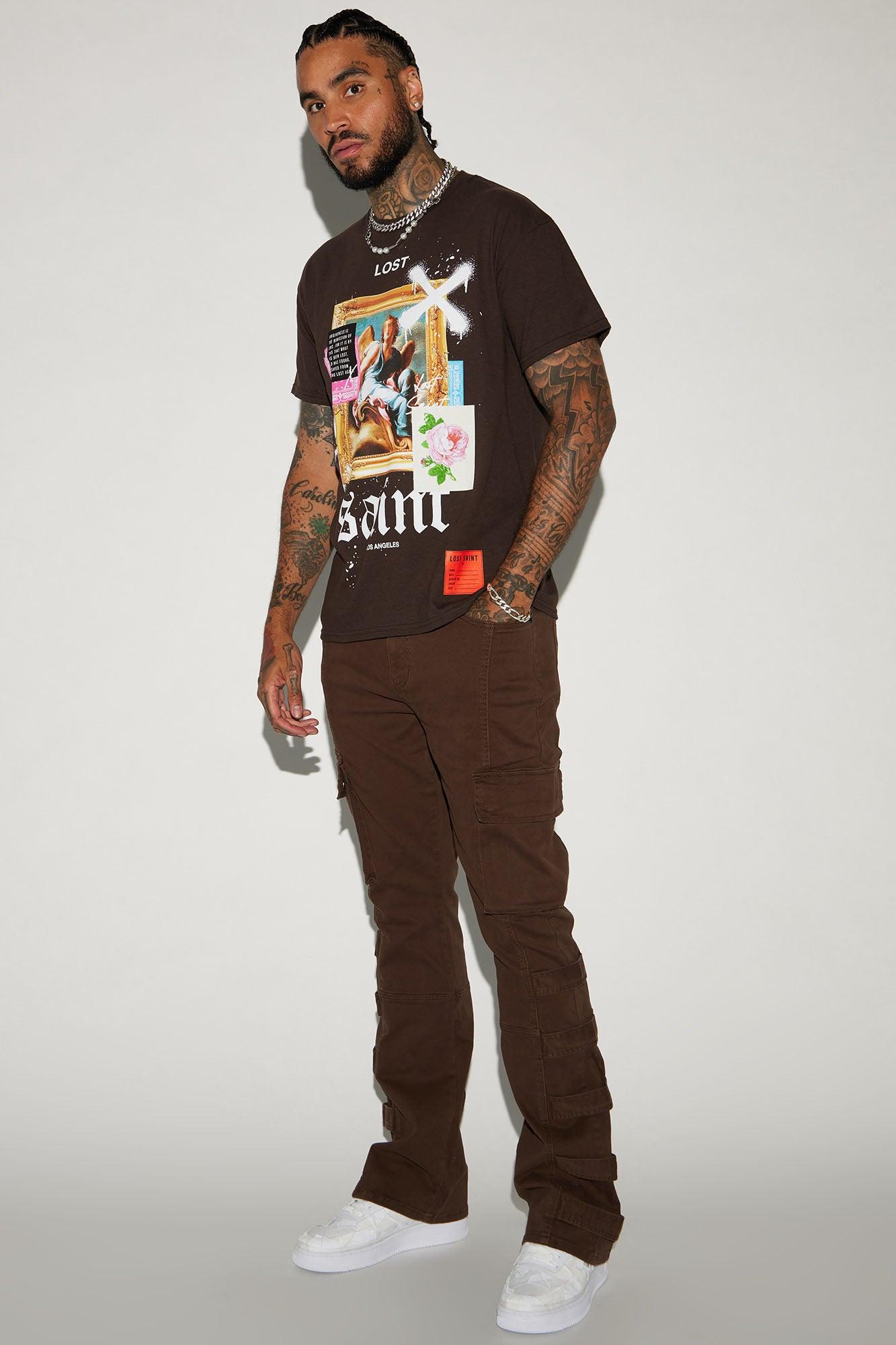 Cadell Stacked Slim Flare Cargo Pants - Dark Brown Product Image