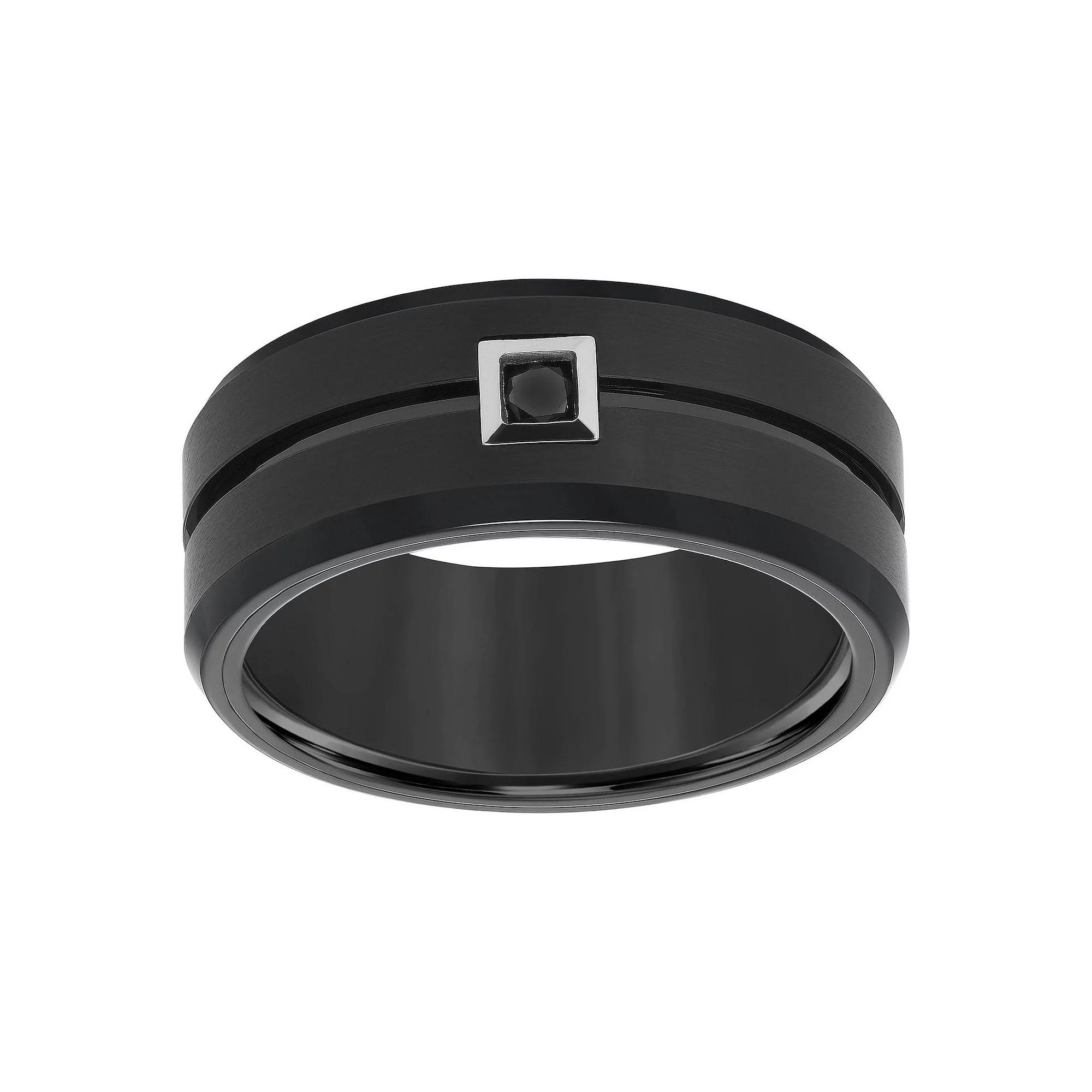 AXL 1/10 Carat T.W. Black Diamond Black Tungsten Carbide 9 mm Comfort Fit Mens Band Product Image
