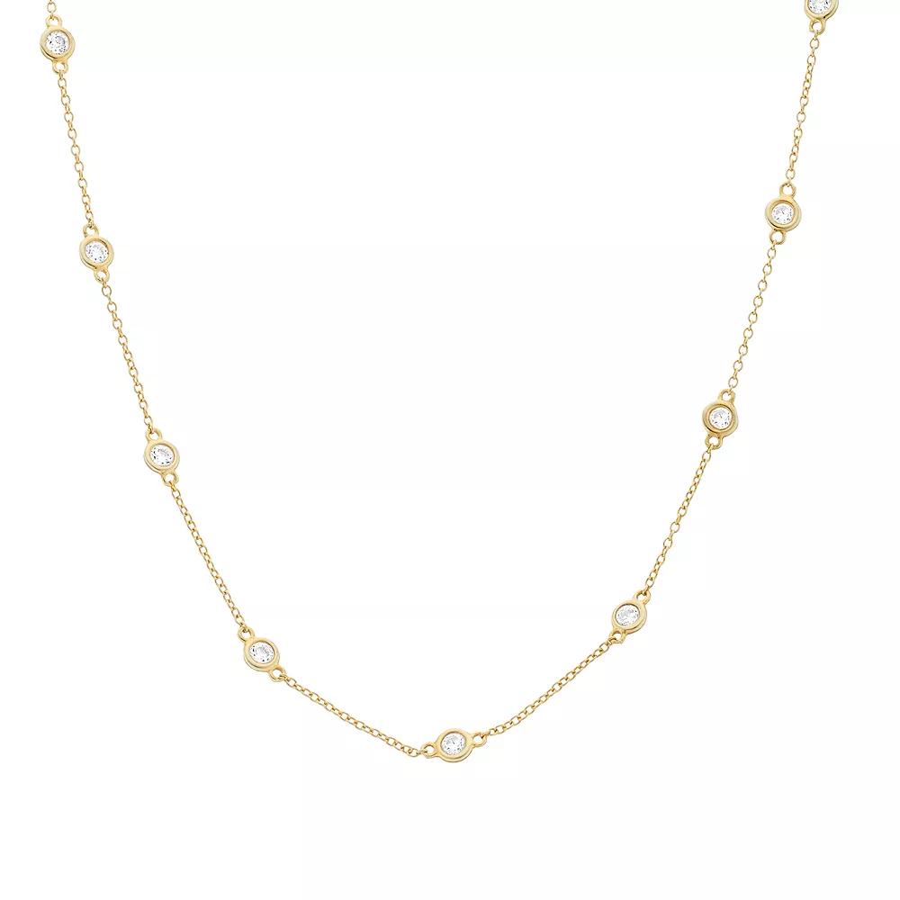 Rosabella 18k Gold-Over-Sterling Silver Cubic Zirconia Station Necklace, Women's, Size: 18", Gold Tone Product Image
