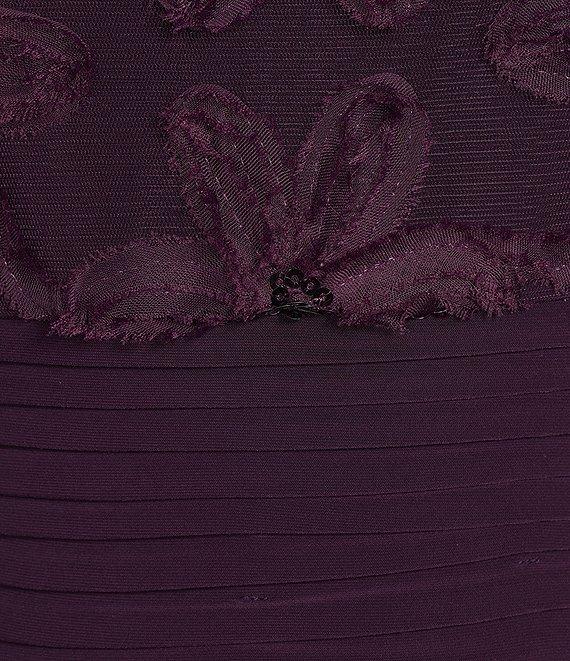 Le Bos 3D Floral Ruched Waist Cap Sleeve Gown Product Image