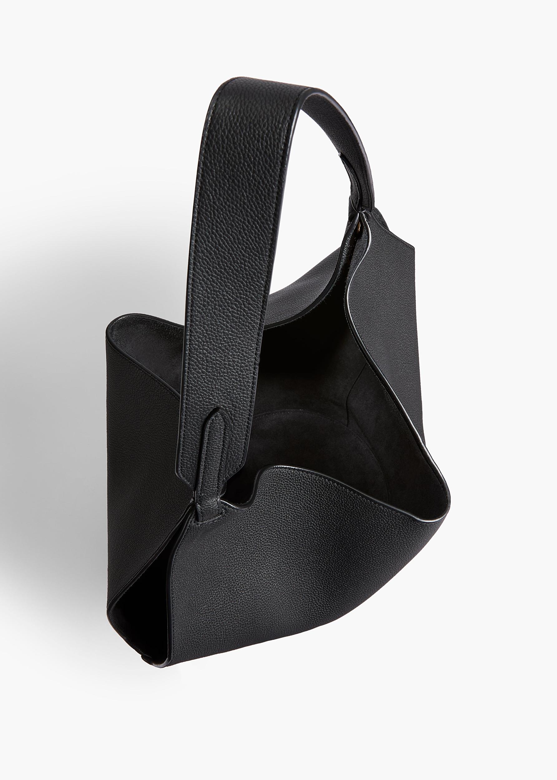 Small Lotus Tote in Black Pebbled Leather Product Image