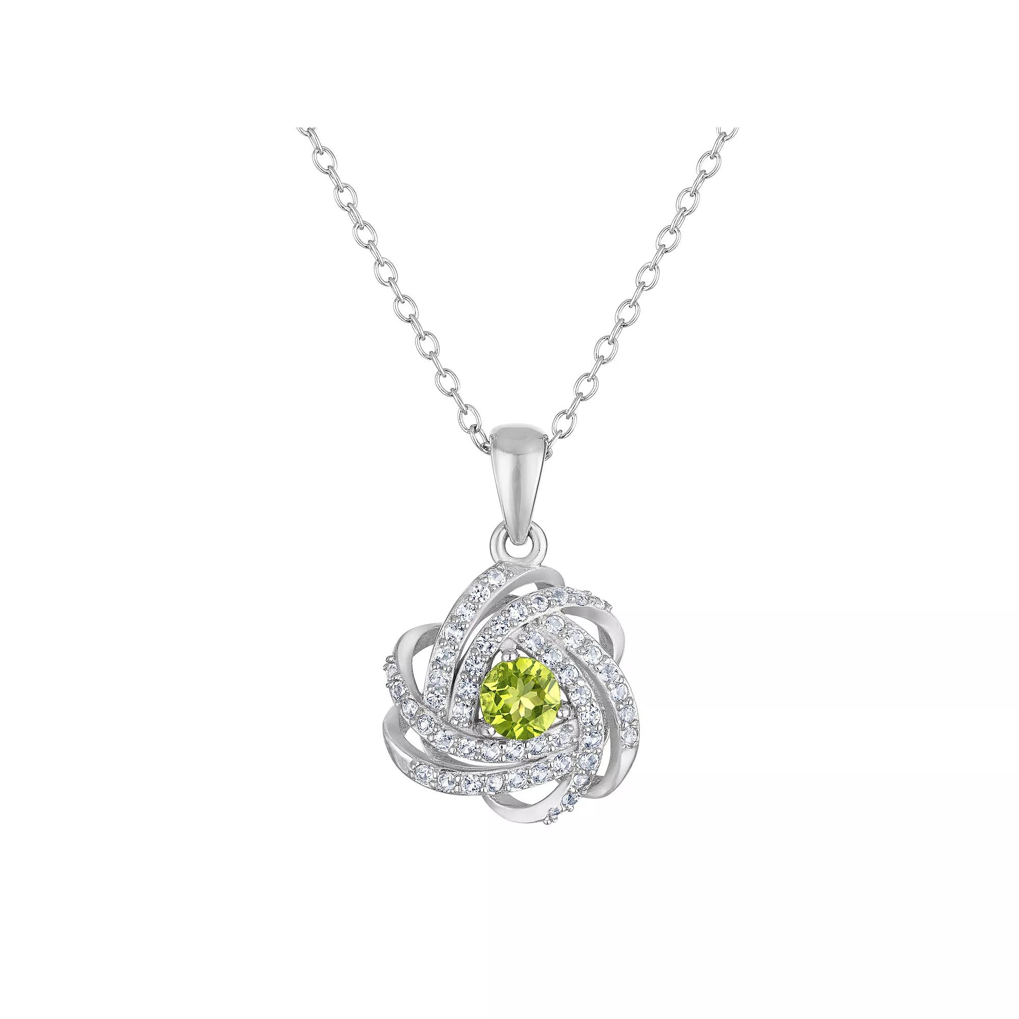 Designs by Gioelli Sterling Silver Gemstone Love Knot Pendant Necklace, Womens, Cr Red Product Image