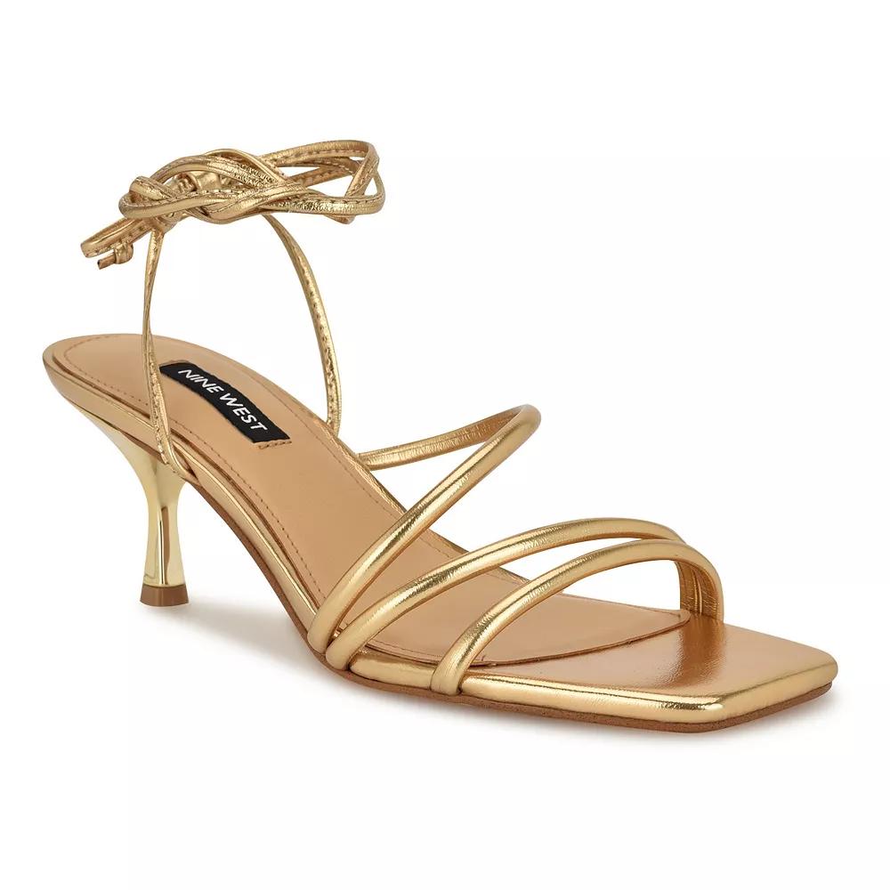 Nine West Hendy Square Toe Tapered Heel Women's Dress Sandals, Size: 9, Gold Product Image