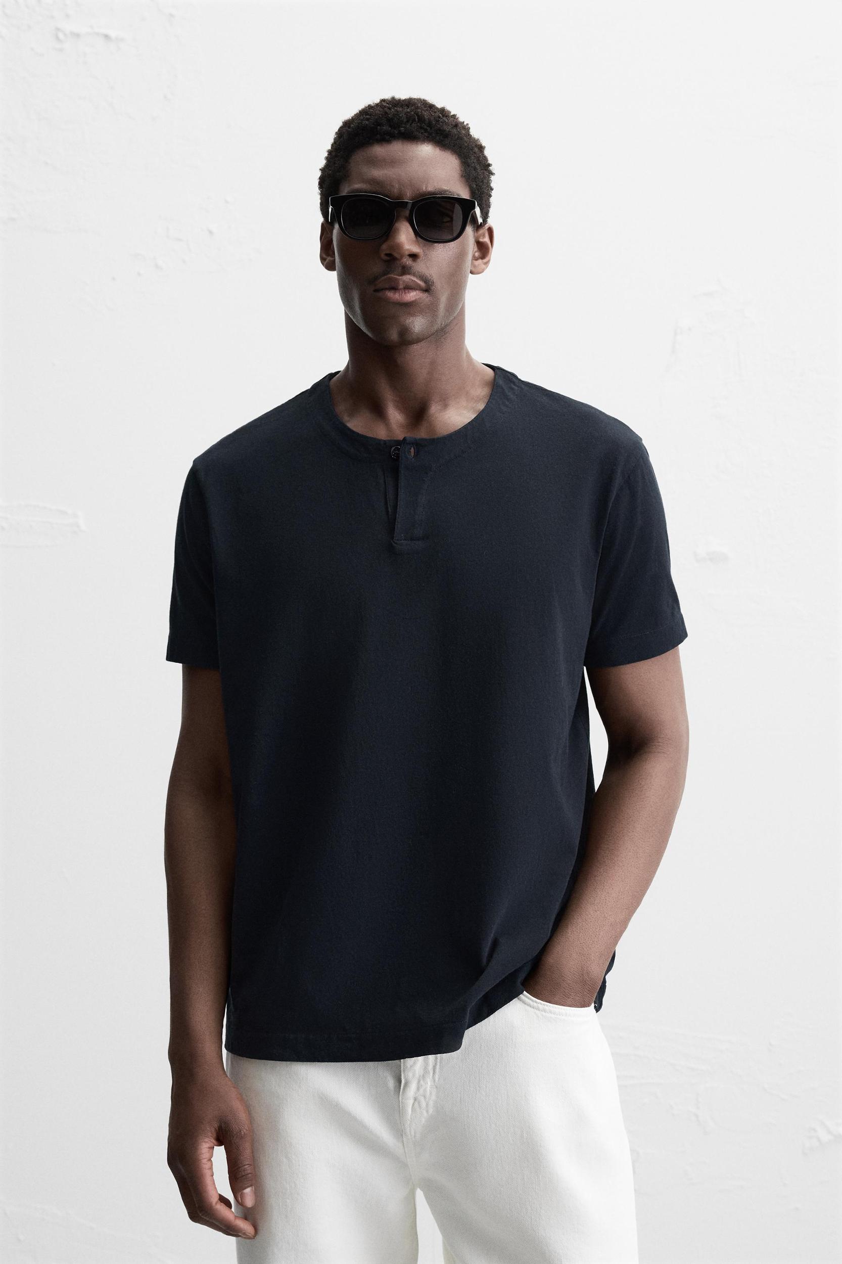 BUTTON NECK T-SHIRT Product Image