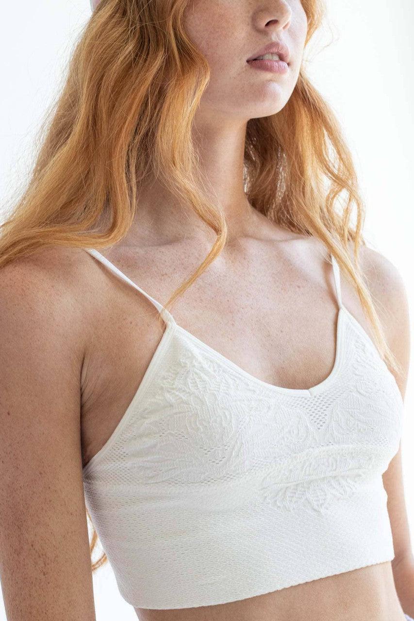 White Jacquard Seamless Bralette Product Image