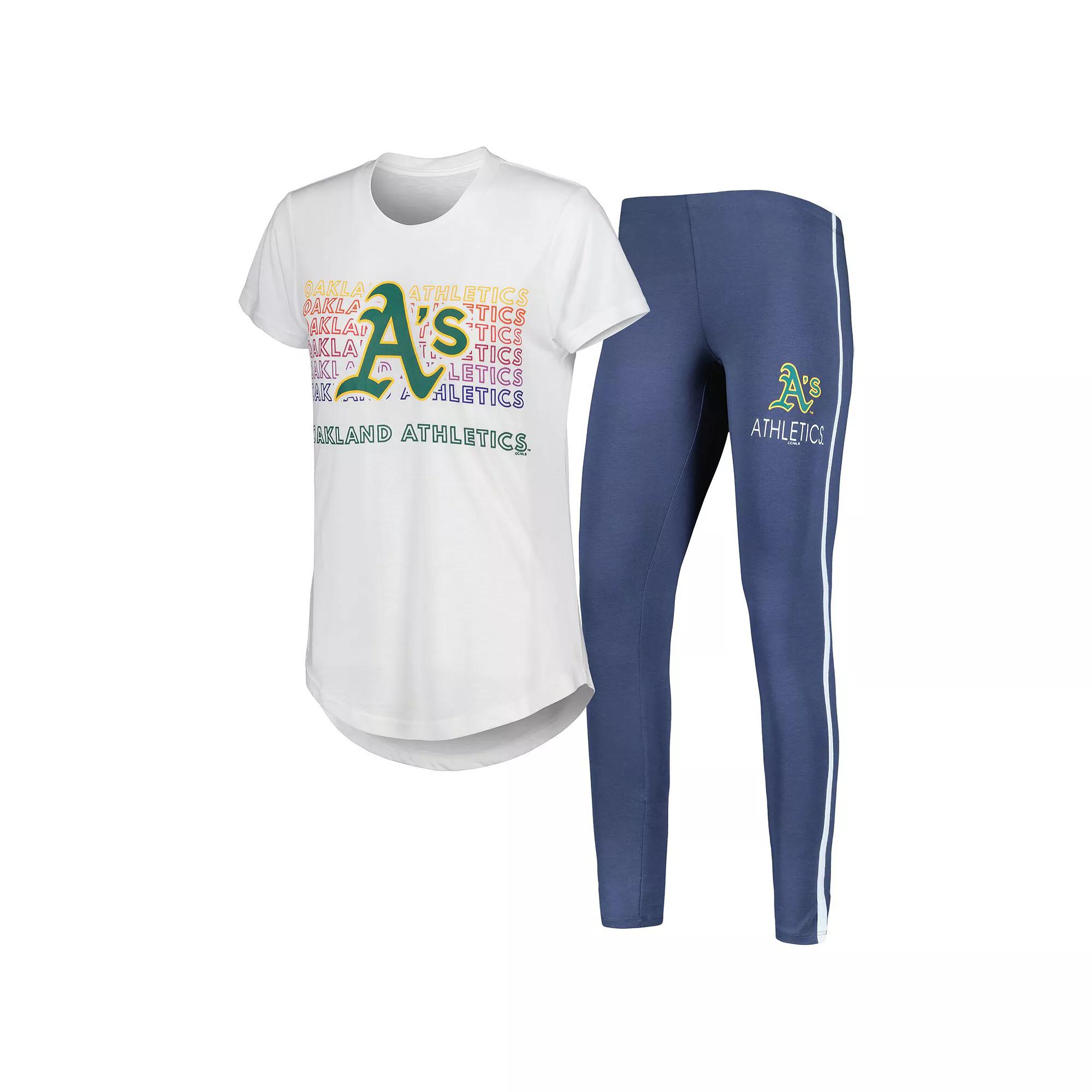 Women's Concepts Sport Charcoal/White Oakland Athletics Sonata T-Shirt & Leggings Sleep Set,  Product Image