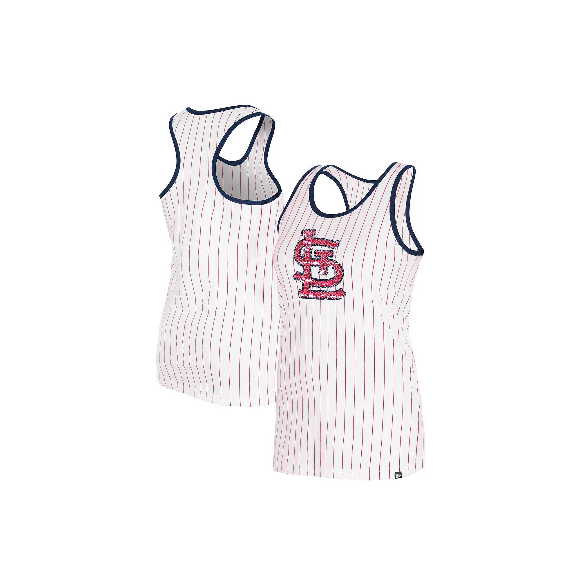 Women's New Era White St. Louis Cardinals Gameday Pinstripe Tank Top, Size: XL Product Image