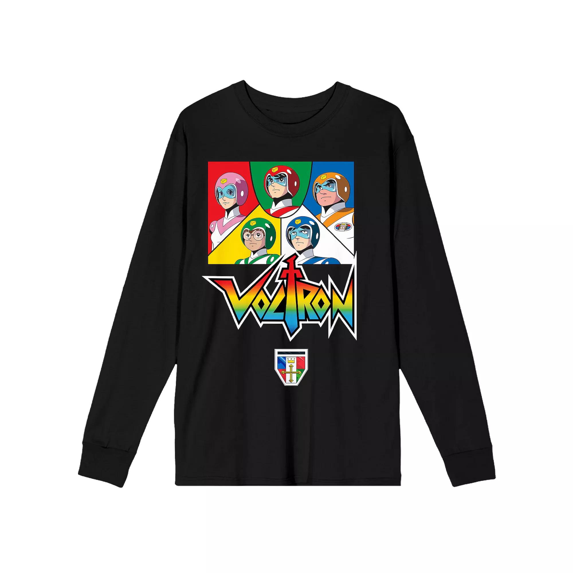 Men's Voltron Pilot Panels Black Long Sleeve Graphic Tee,  Product Image