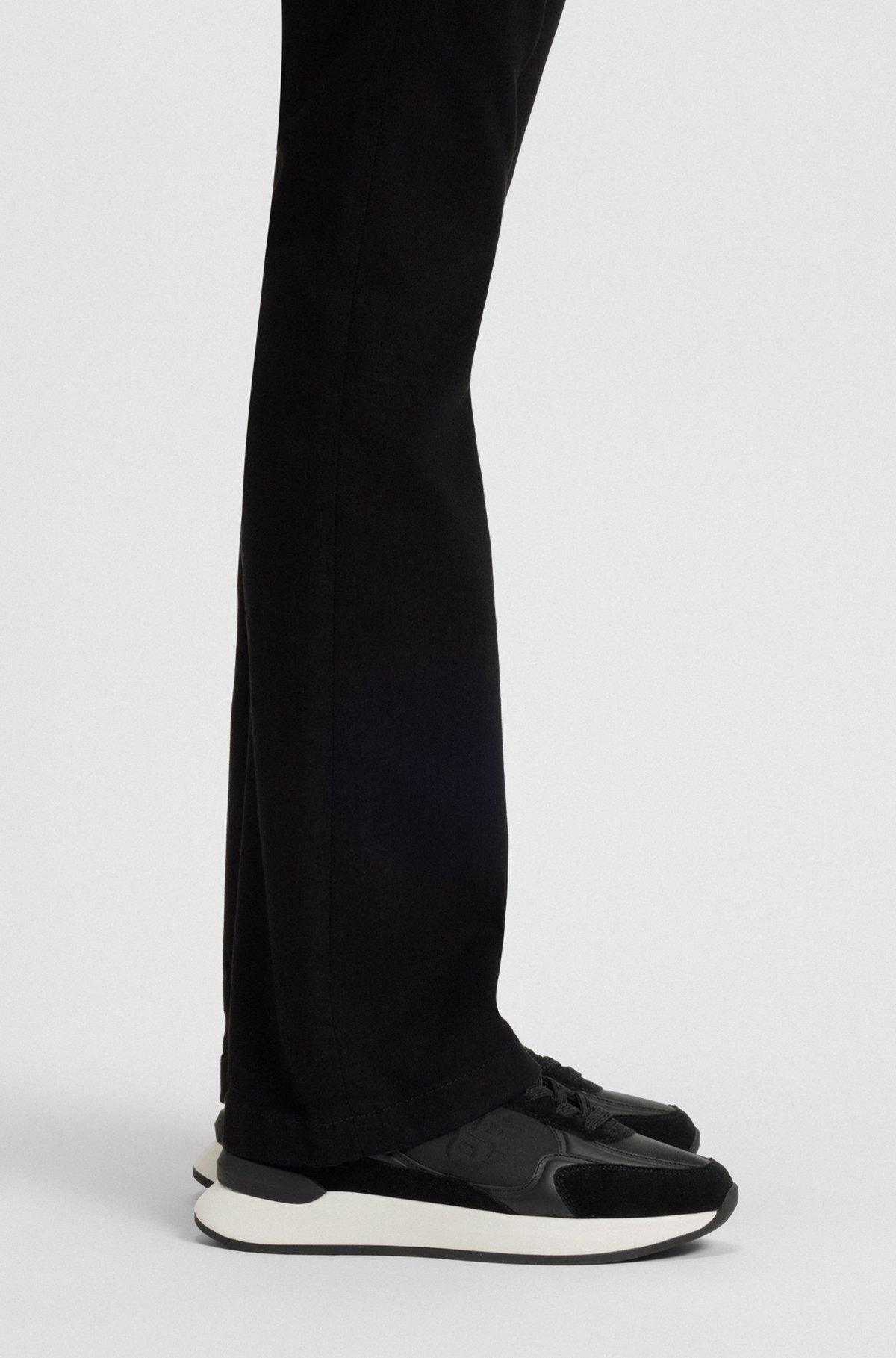 BOSS - Suede-trim trainers with Double B monogram - Black Product Image