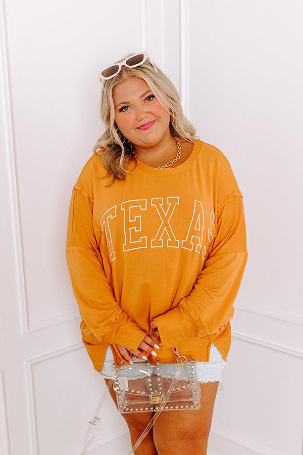 Texas Embroidered Oversized Top in Rust Curves Product Image