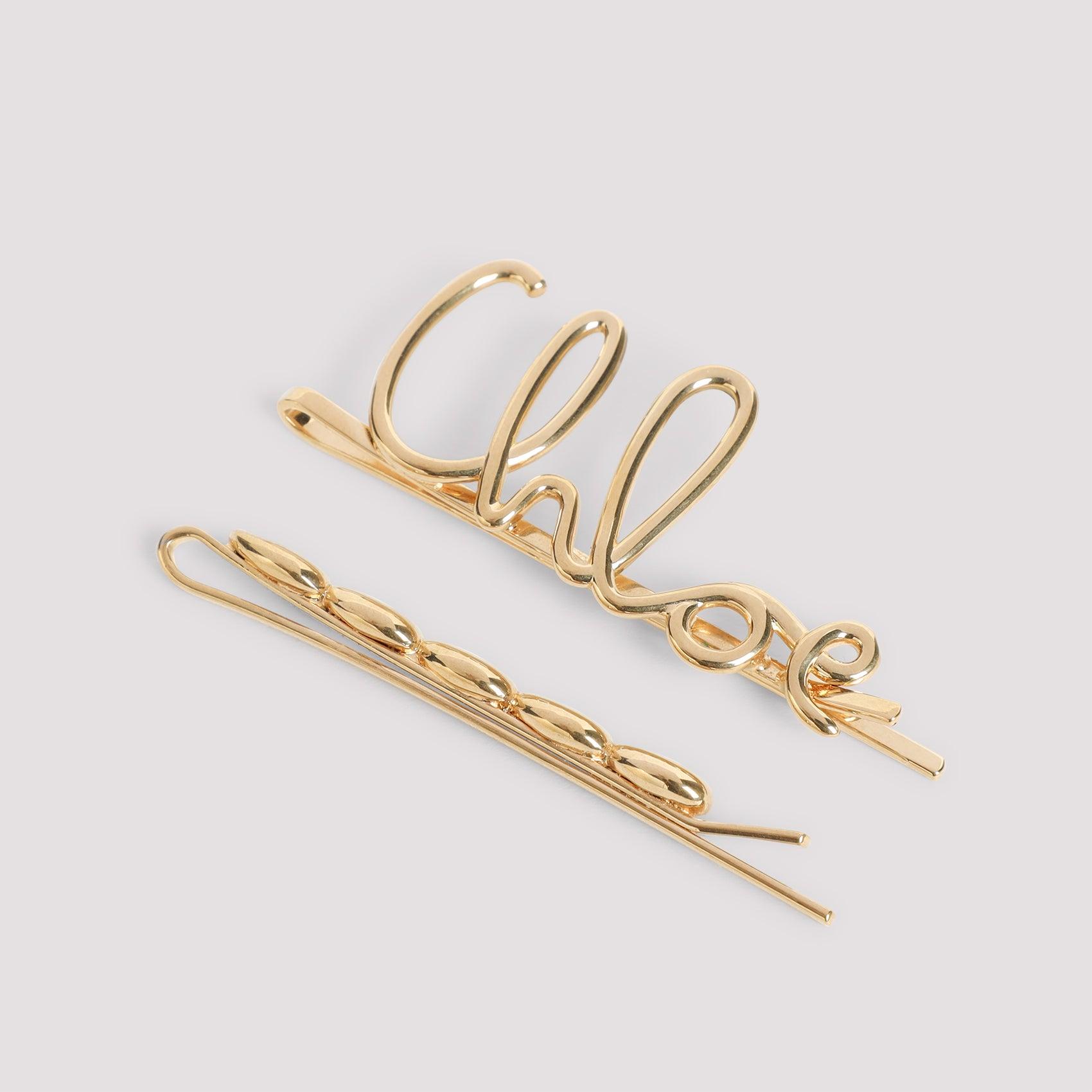 CHLOÉ Iconic Hair Clips Accessories In Metallic Product Image