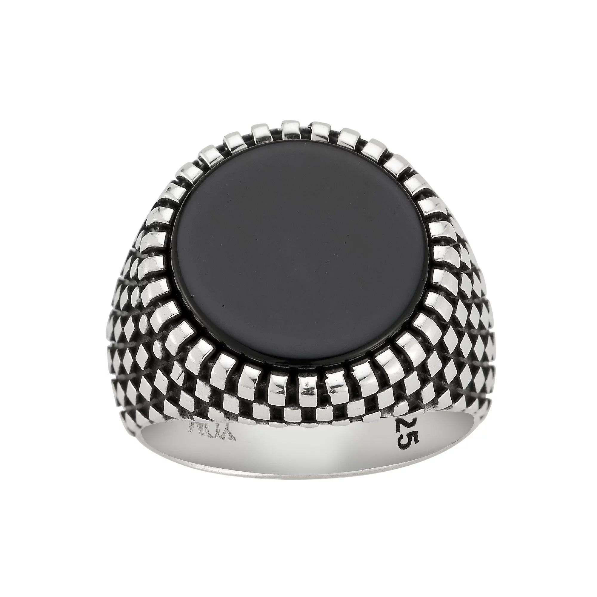 Menster Sterling Silver Black Onyx Oxidized Signet Ring, Mens Product Image