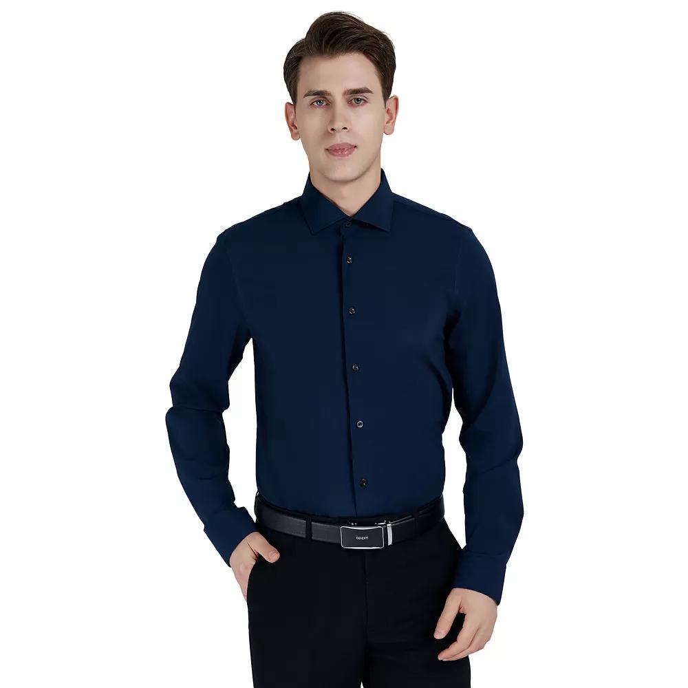 Men's Bespoke Slim-Fit Wrinkle Free Performance Dress Shirt, Size: Medium-34/35, True Blue Product Image