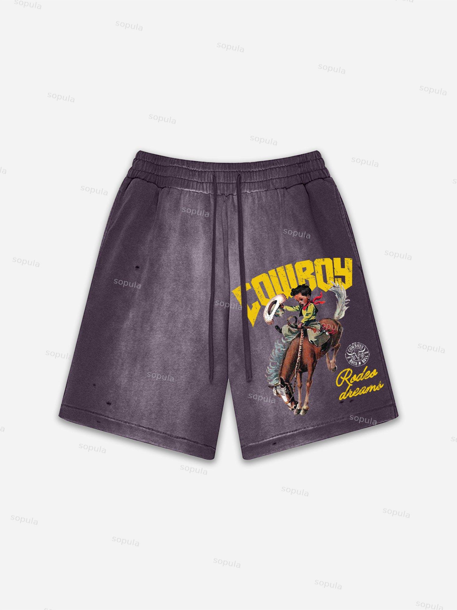 Child Of God Praying For Peace Print Vintage Washed Ripped Shorts Product Image