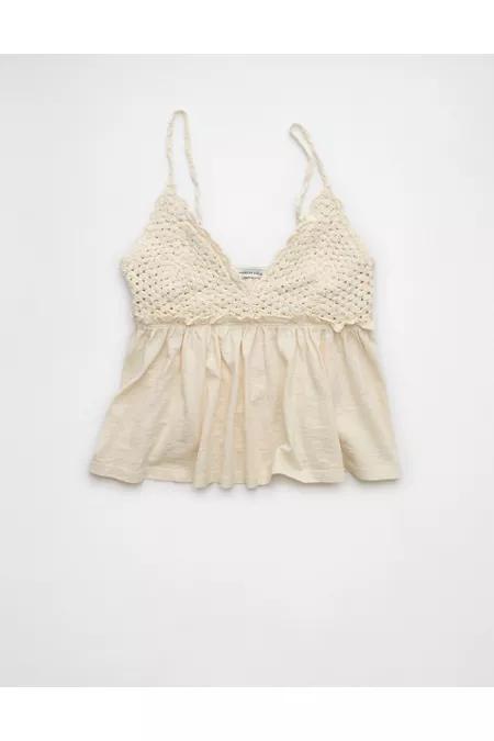 AE Sunchaser Knit Crochet Babydoll Cami Women's Product Image