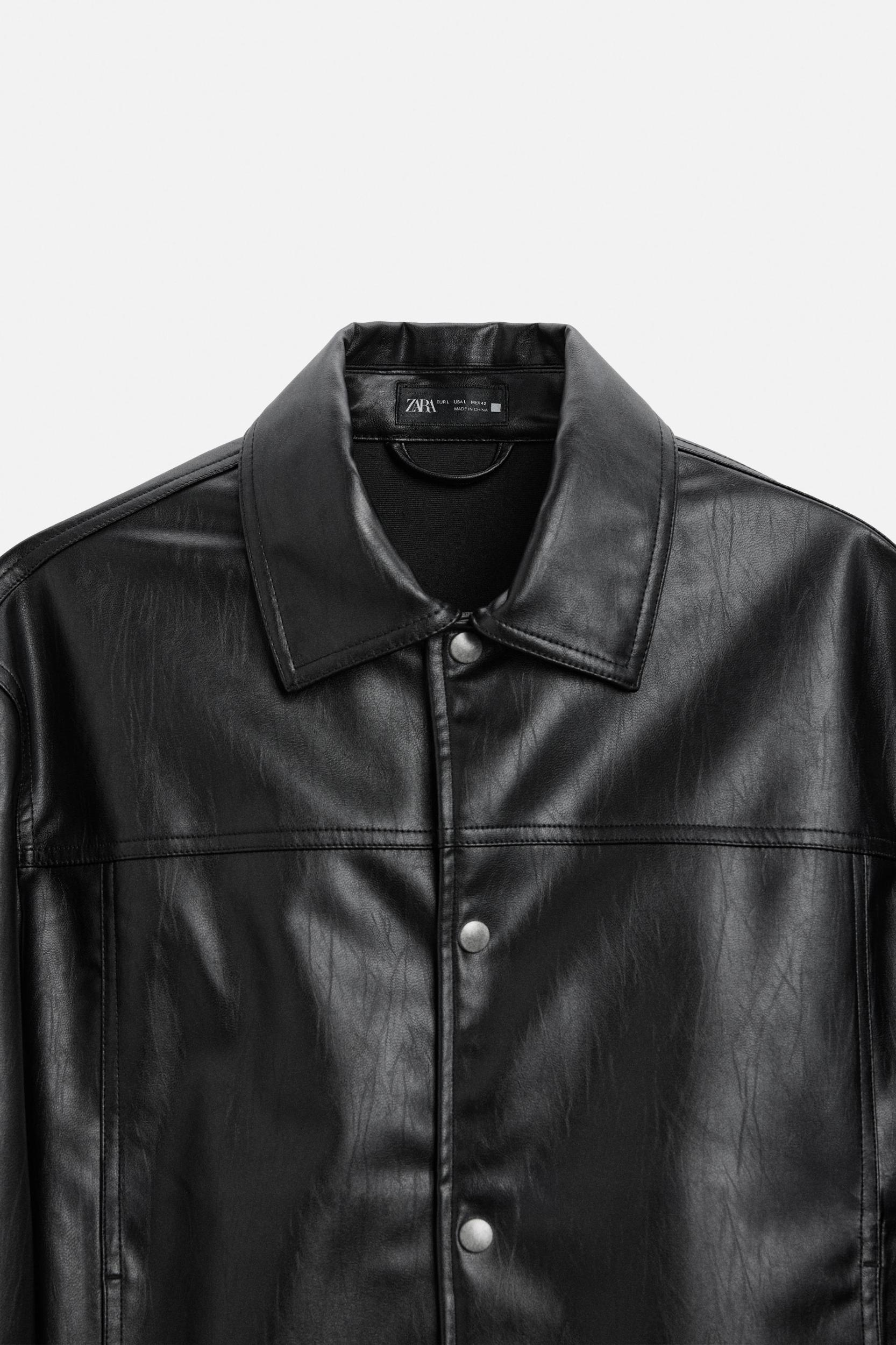 FAUX LEATHER OVERSHIRT Product Image