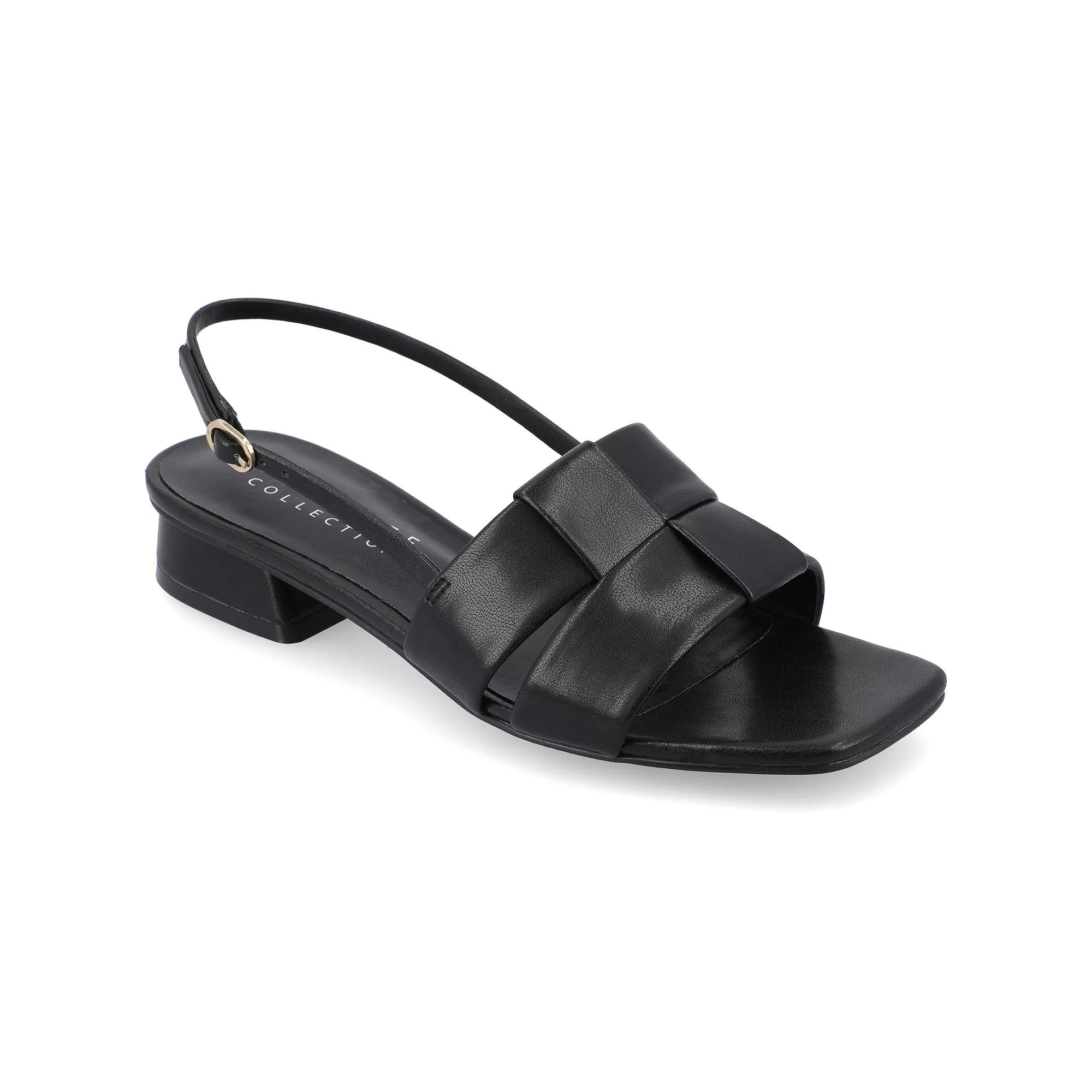 Journee Tabatha Women's Low Covered Block Heel Sandals,  Product Image