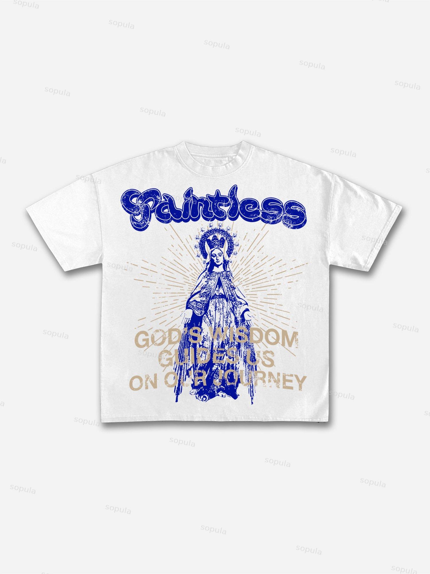 God's Guide Vintage Madonna Graphic Cotton T-shirt Product Image
