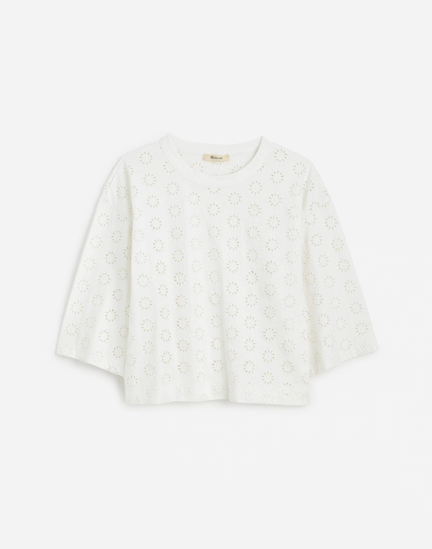 Embroidered Wide-Sleeve Boxy Tee Product Image