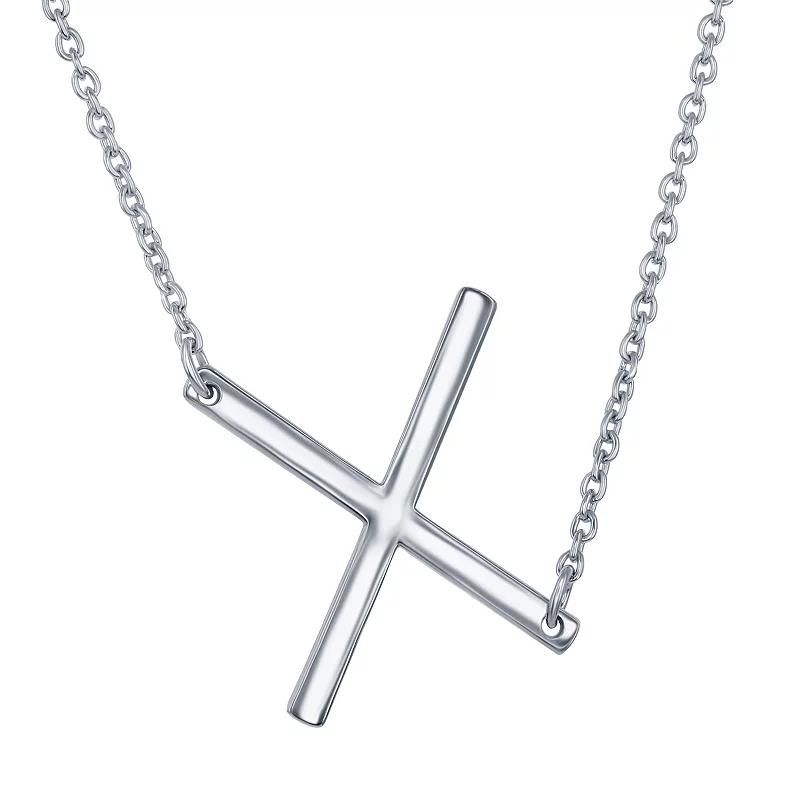 Sterling Silver Sideways Initial Necklace, Womens Sterling B Product Image