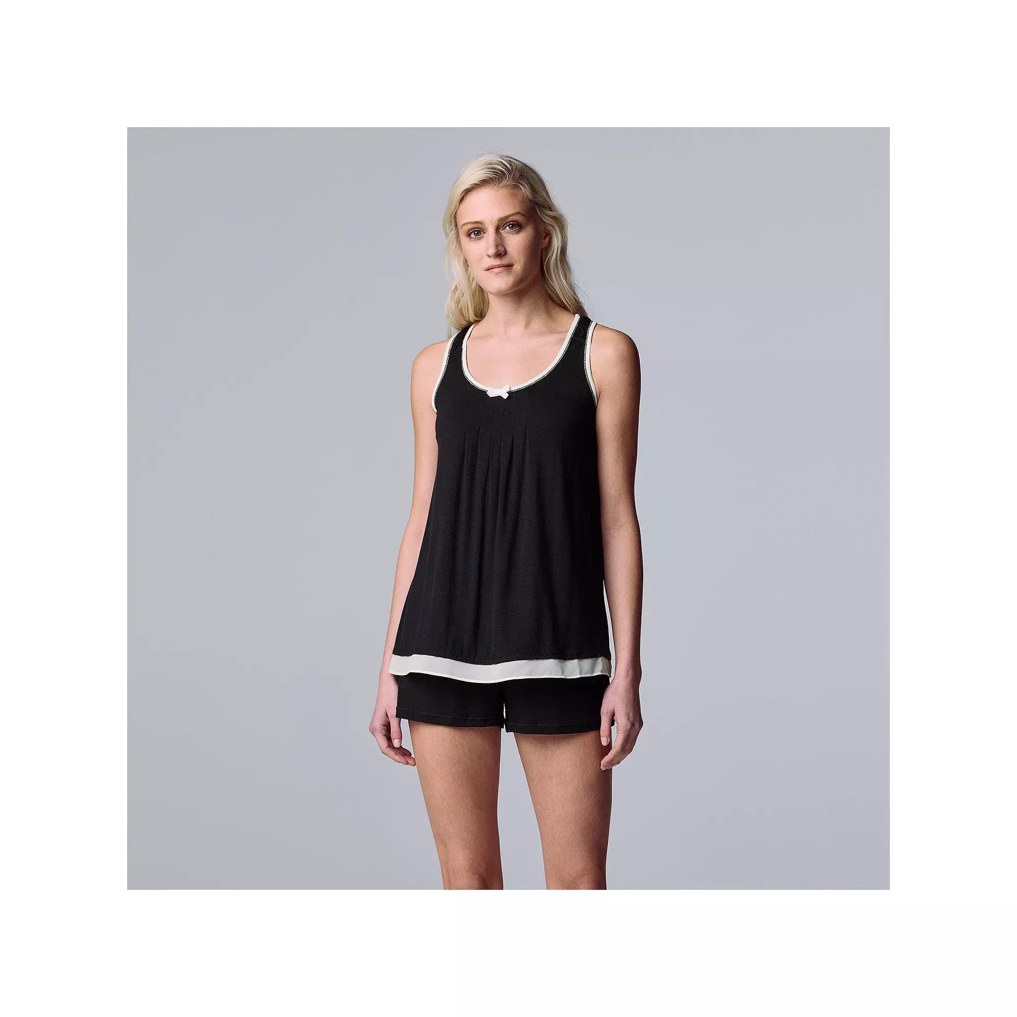 Women's Simply Vera Vera Wang Basic Luxury Tank Top & Boxer Sleep Set,  Product Image