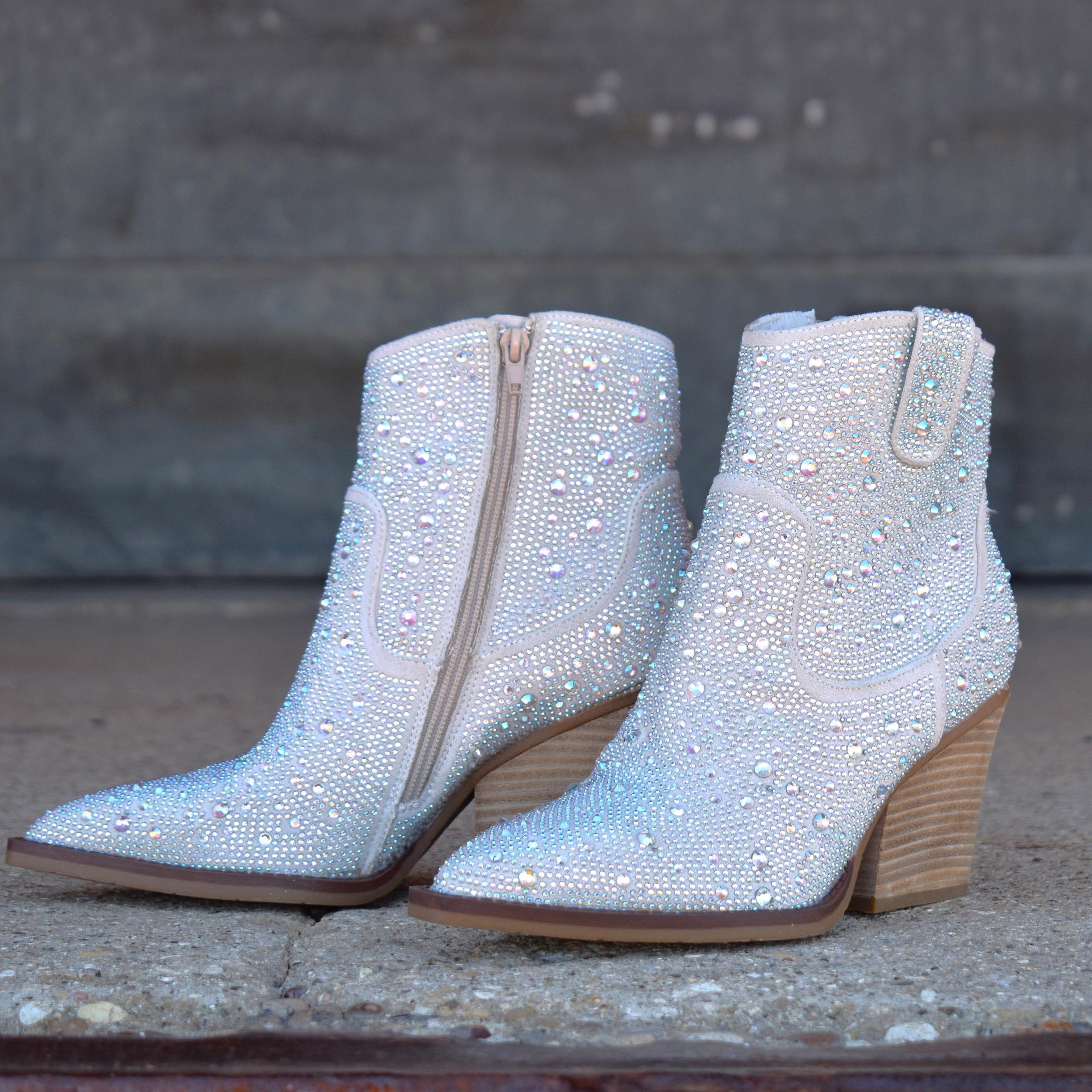 "Kady" Silver Rhinestone Booties* Product Image