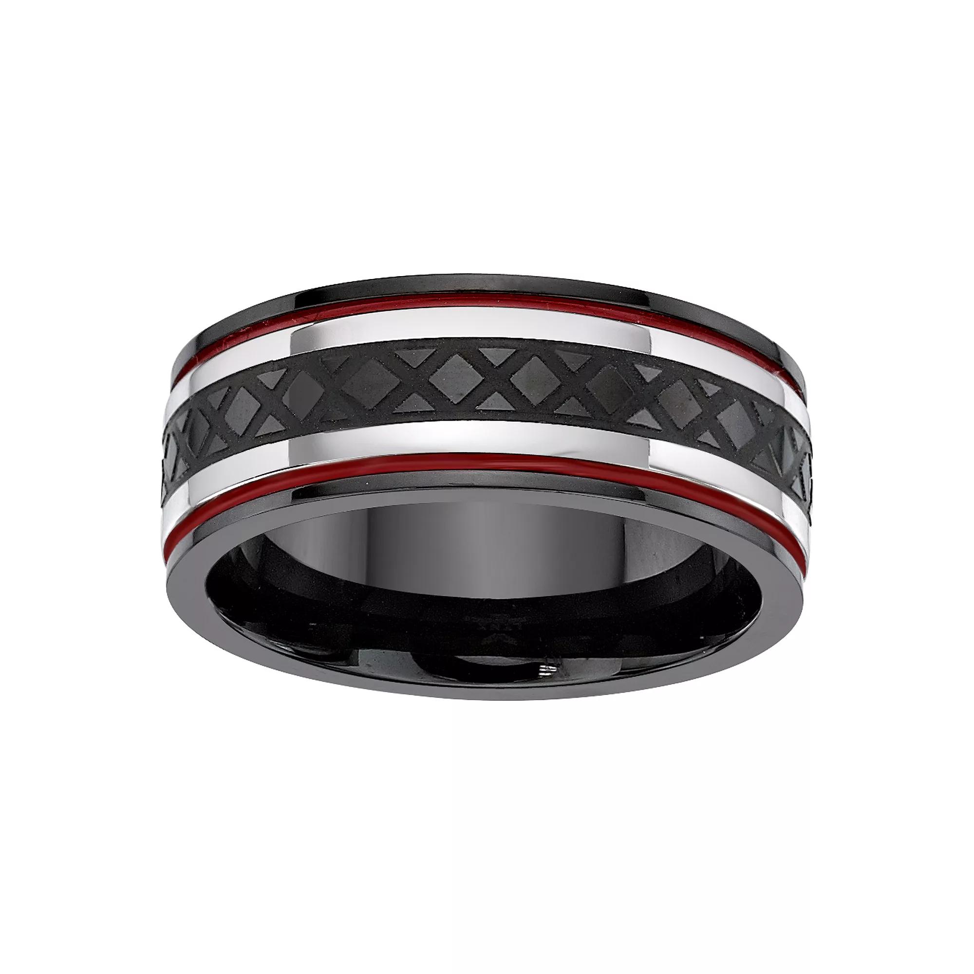 LYNX Mens Iron Plated Stainless Steel Textured Ring Product Image