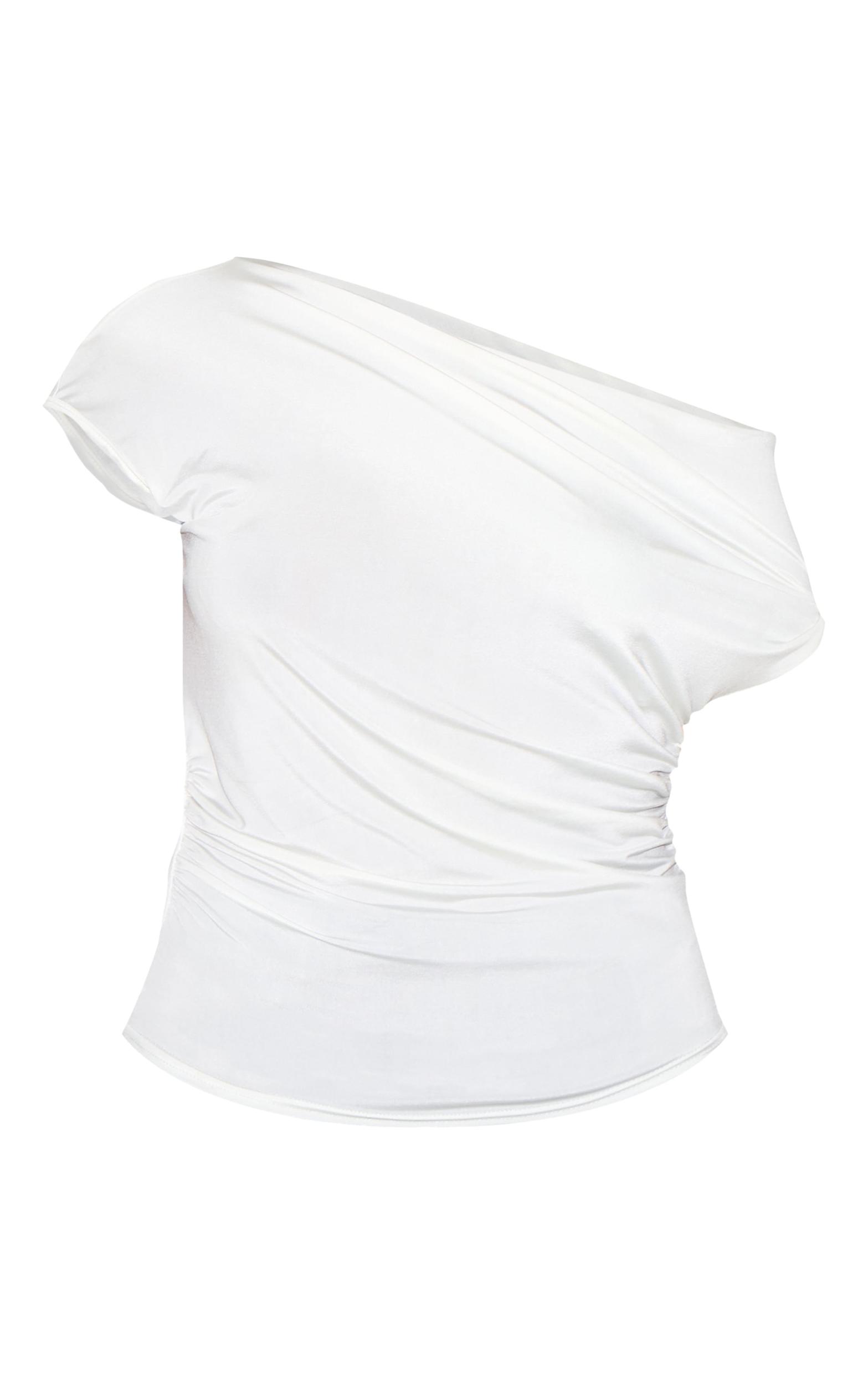 White Slinky Backless Asymmetric Long Top Product Image