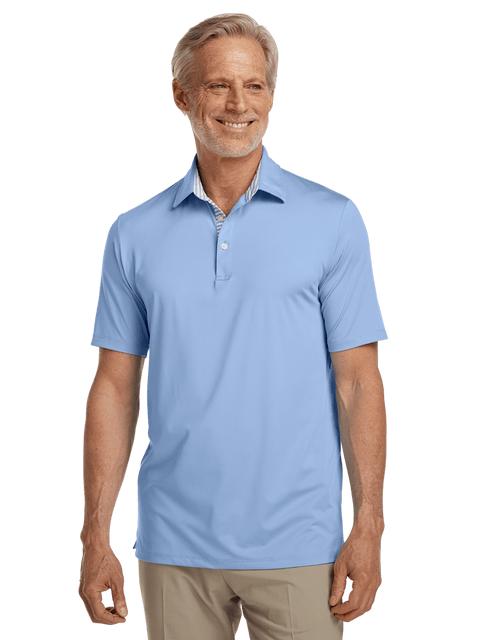 Performance Blend Three Button Polo - Light Blue Product Image